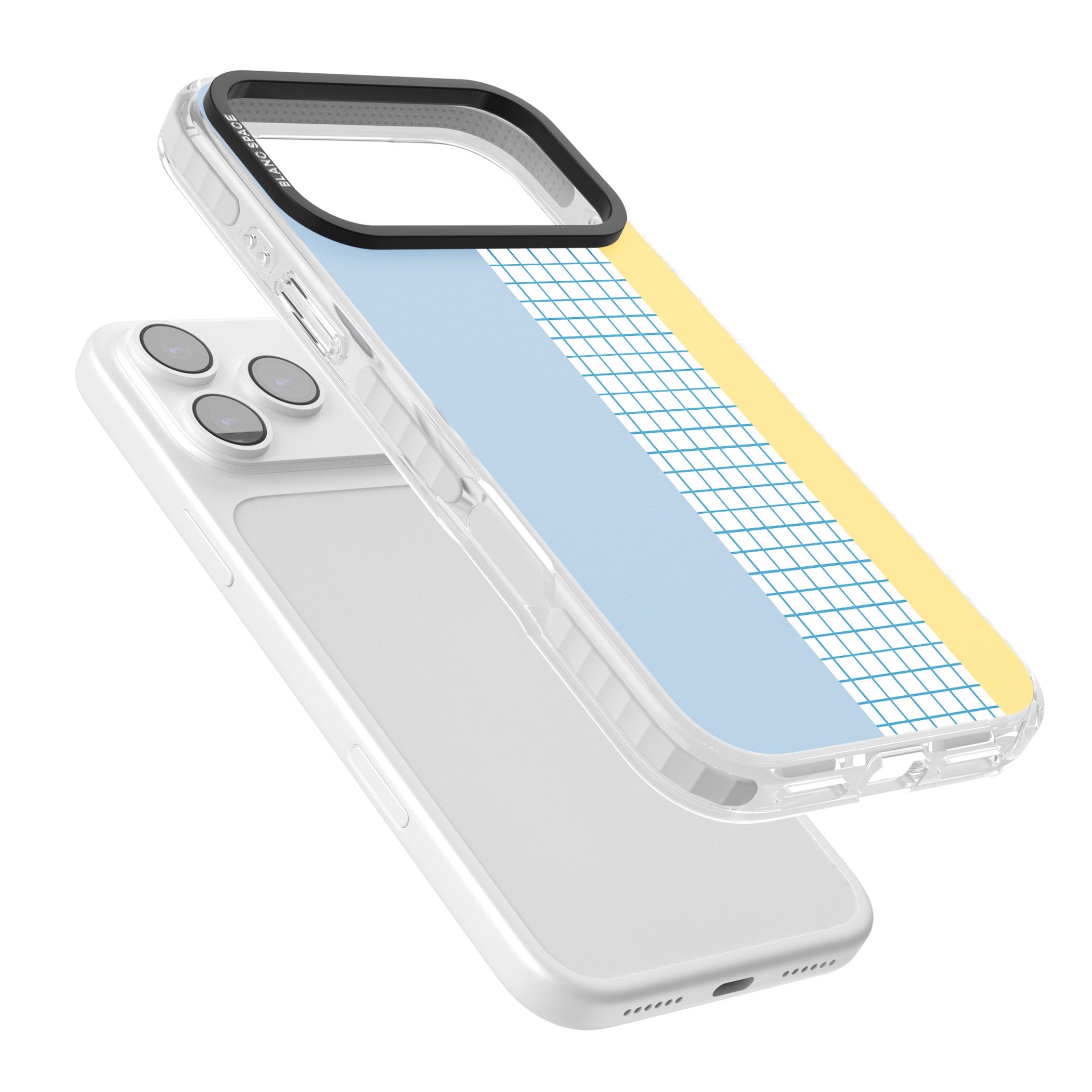 Abstract Grid Blue & Yellow iPhone 17 Pro Impact Clear Phone Case Colours