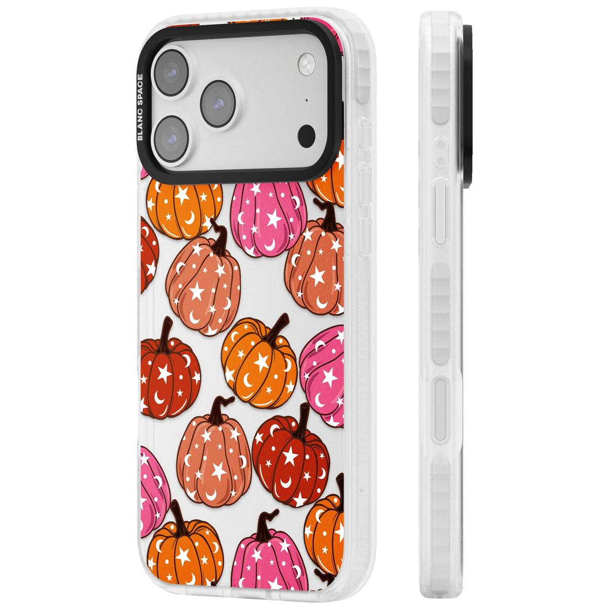 Pumpkin Starfall Pattern iPhone 17 Pro Max Impact Clear Phone Case side