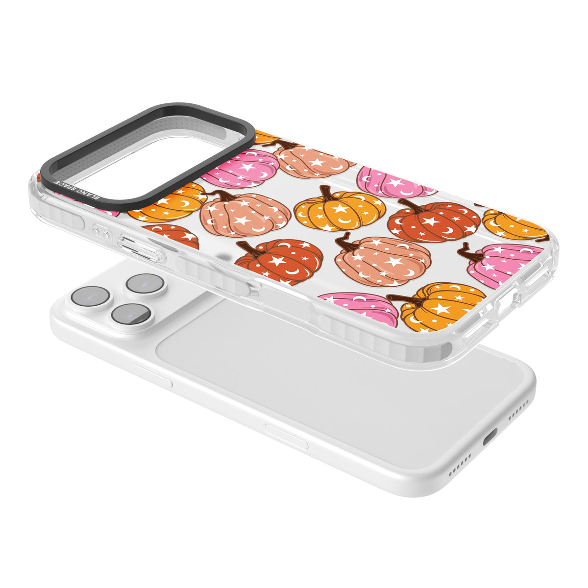 Pumpkin Starfall Pattern iPhone 17 Pro Max Impact Clear Phone Case angled