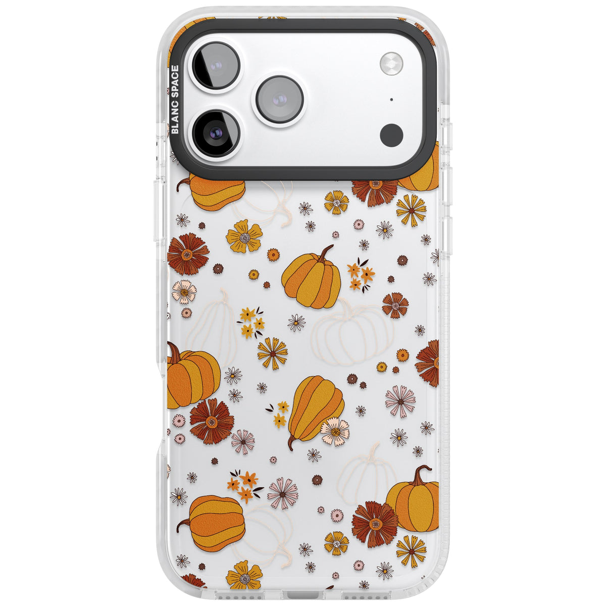 Pumpkins And Flowers iPhone 17 Pro Max Impact Clear Phone Case front