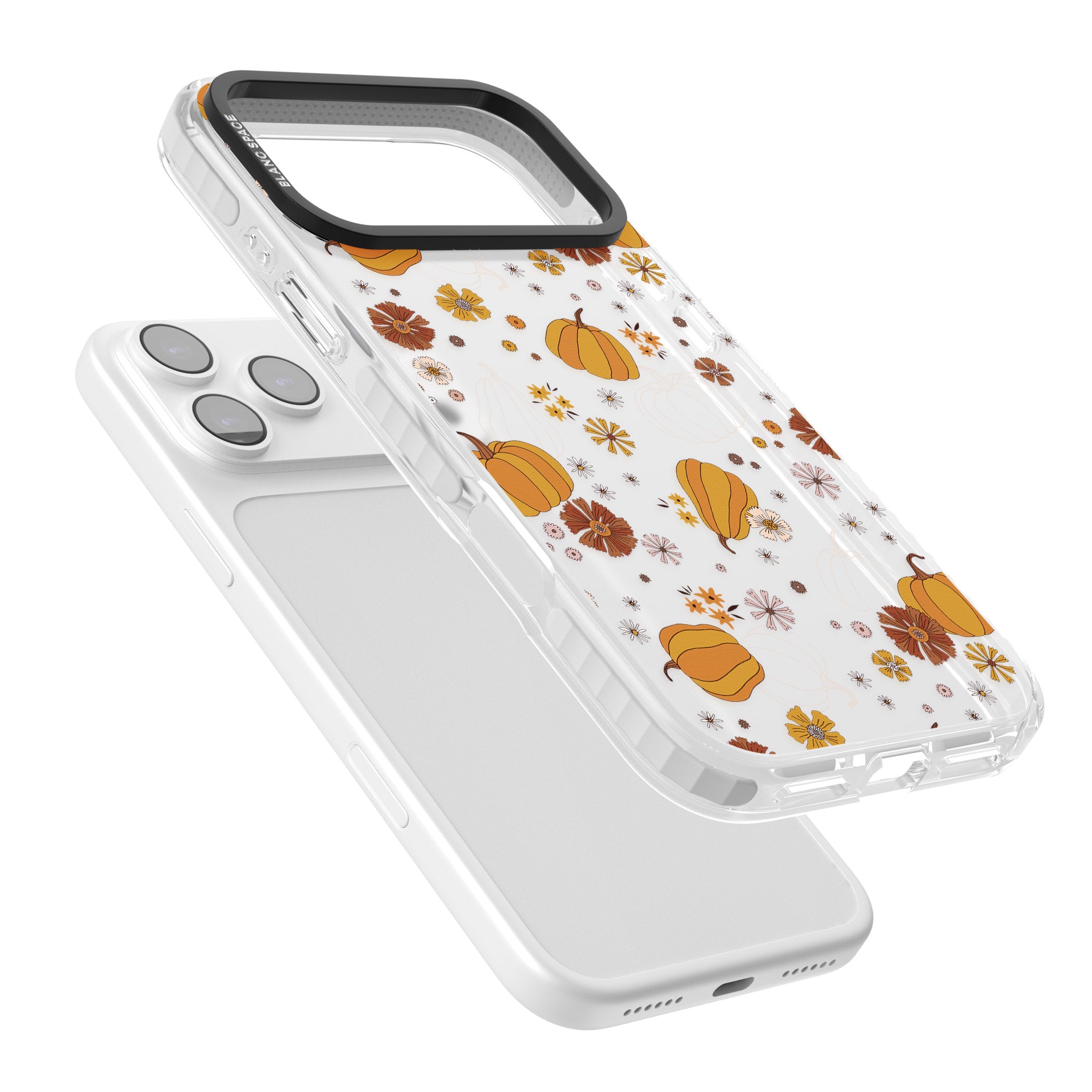 Halloween Pumpkins And Flowers iPhone 17 Pro Impact Clear Phone Case Colours