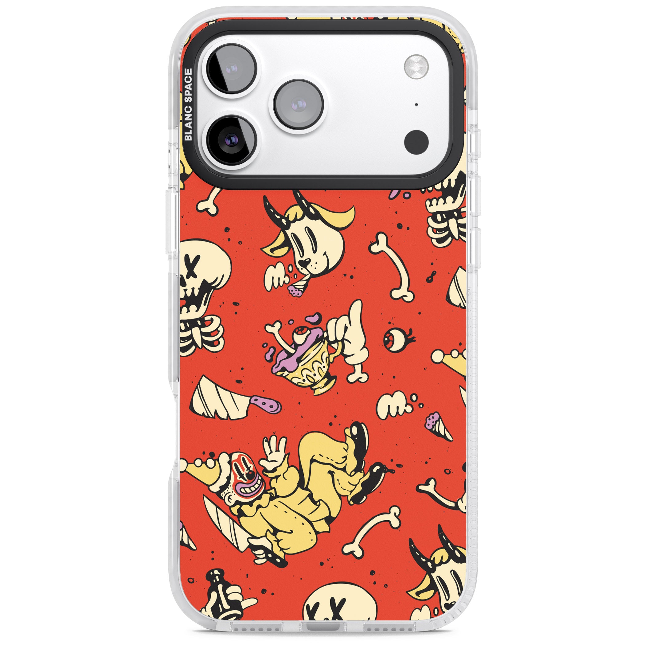 Red Retro Halloween Pattern iPhone 17 Pro Impact Clear Phone Case