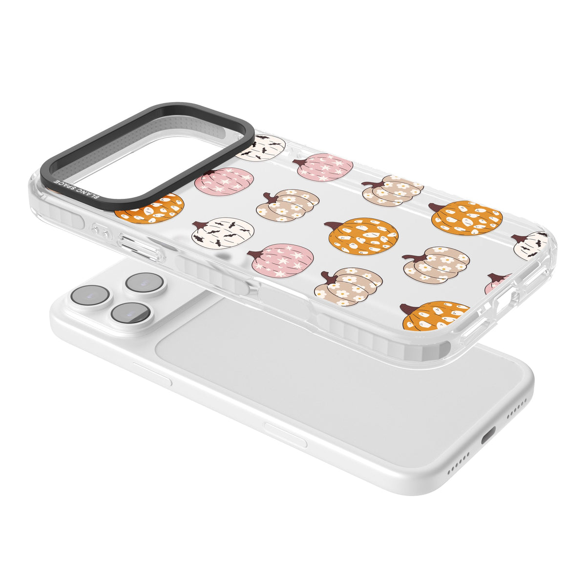 Floral Pumpkins iPhone 17 Pro Max Impact Clear Phone Case angled