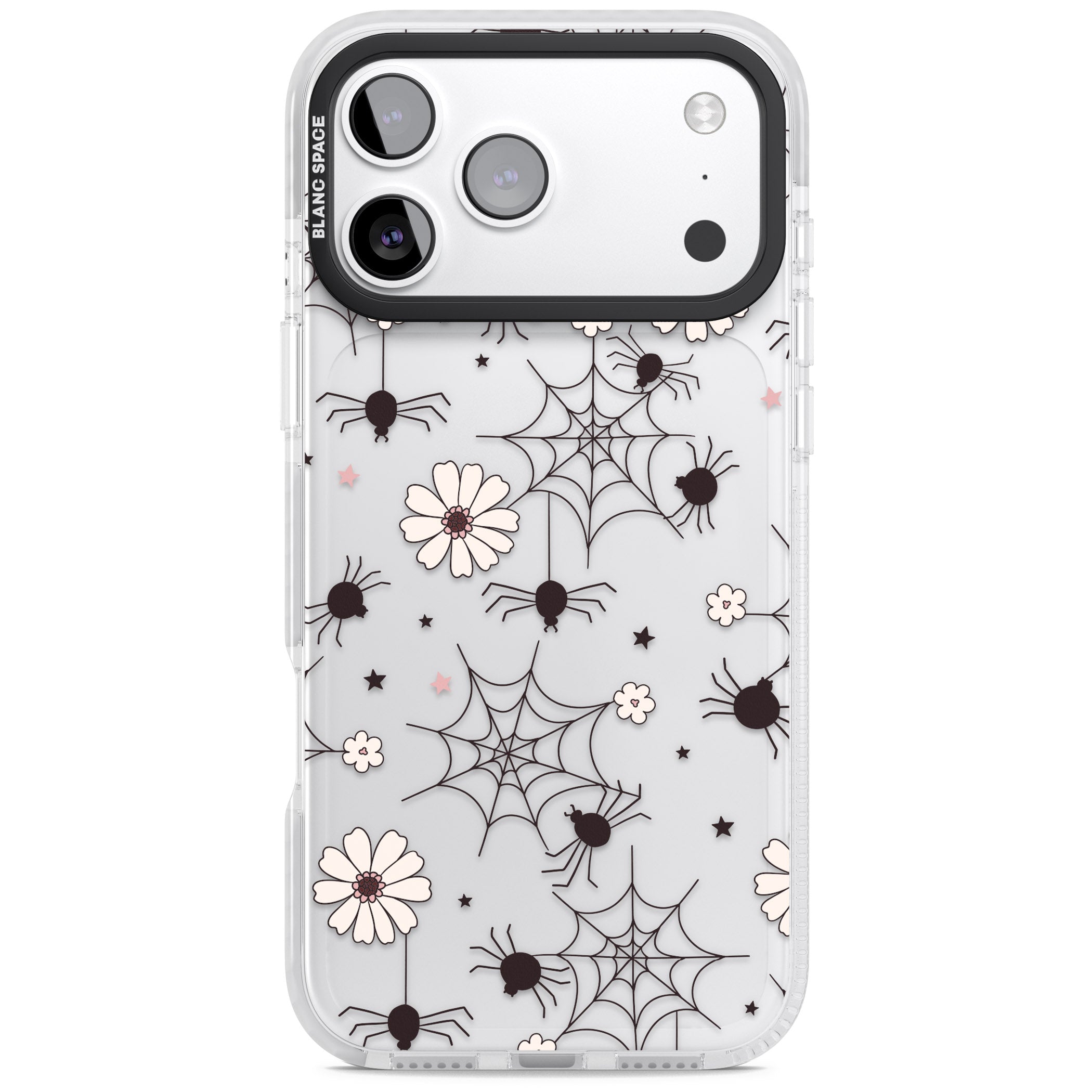 Spiders And Flowers Pattern iPhone 17 Pro Impact Clear Phone Case