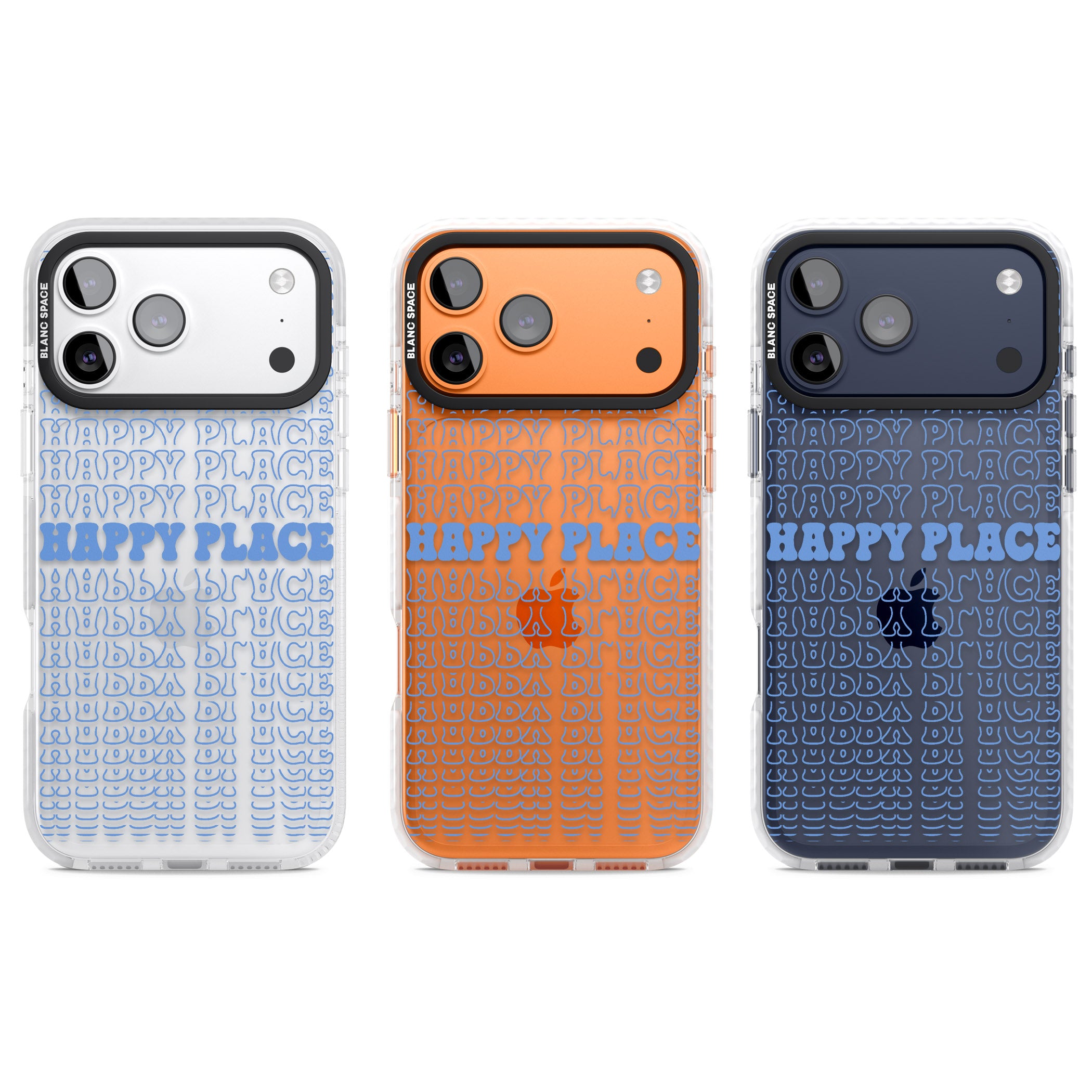 Happy Place (Blue) iPhone 17 Pro Impact Clear Phone Case APT Impact Protection