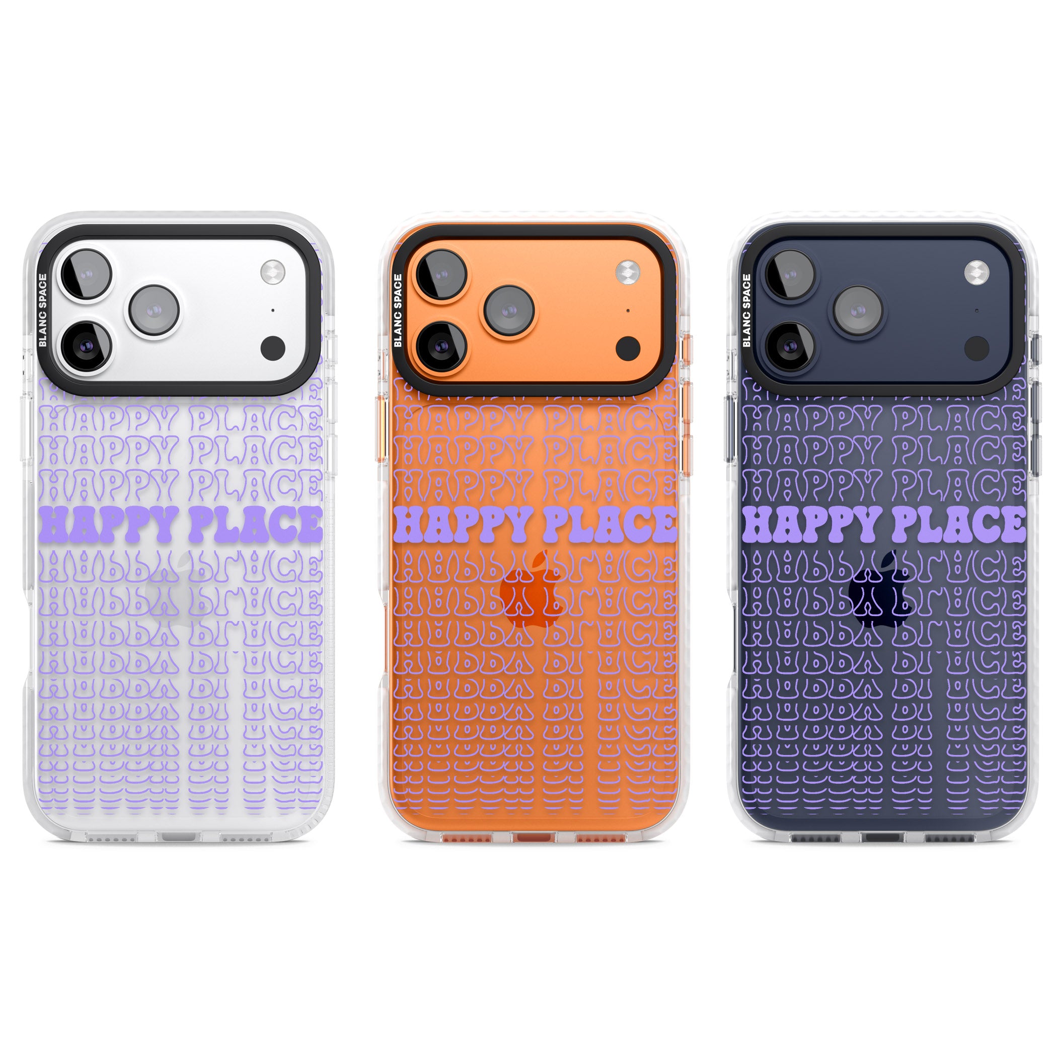 Happy Place (Purple) iPhone 17 Pro Impact Clear Phone Case APT Impact Protection