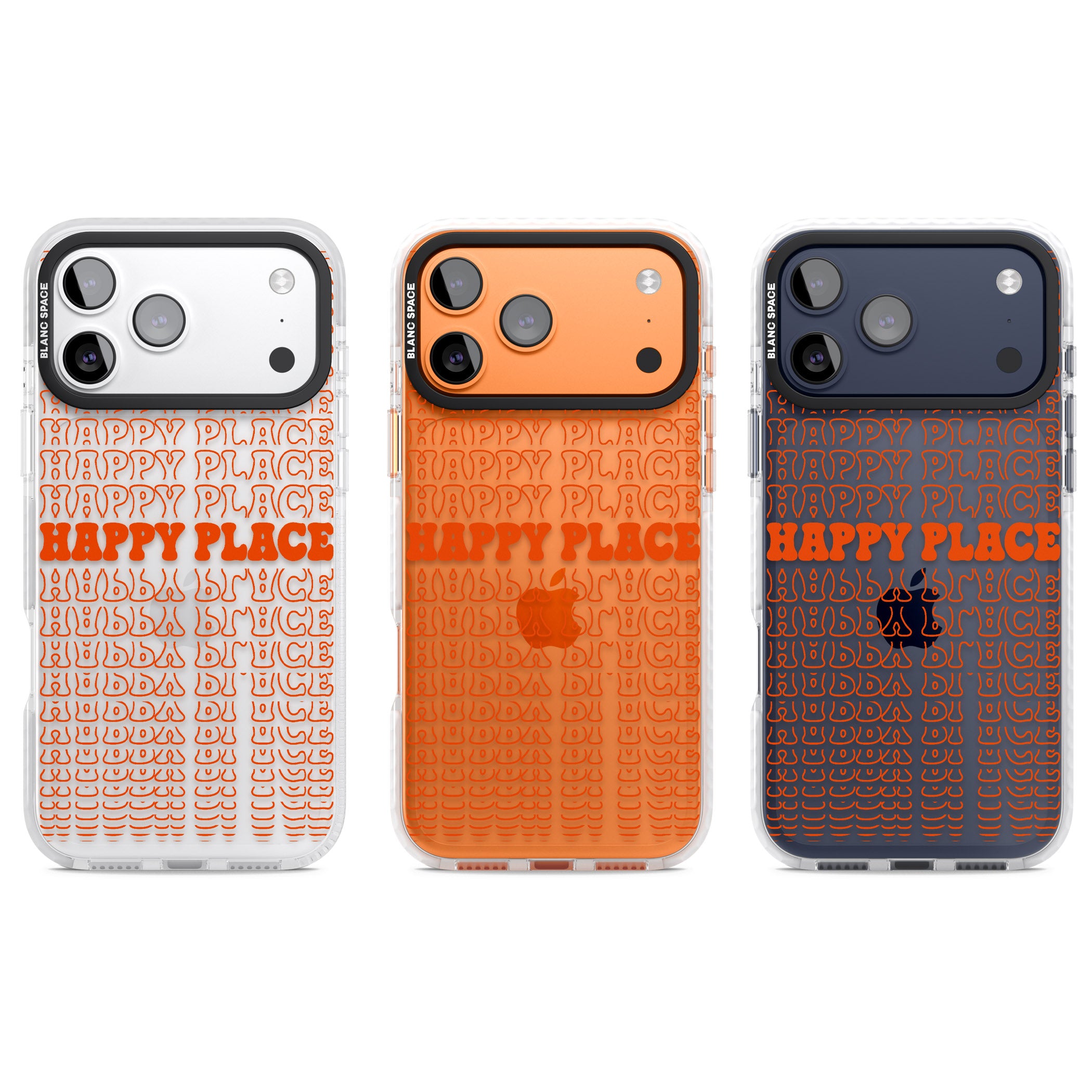 Happy Place (Orange) iPhone 17 Pro Impact Clear Phone Case APT Impact Protection