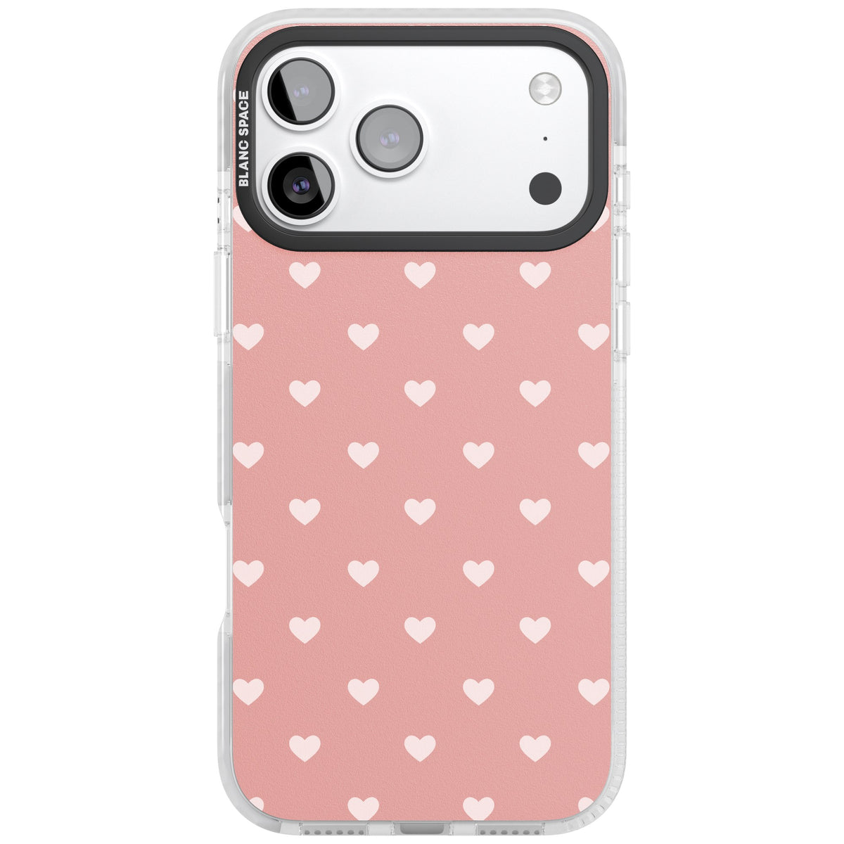 Small Heart Pattern: Pink iPhone 17 Pro Max Impact Clear Phone Case front