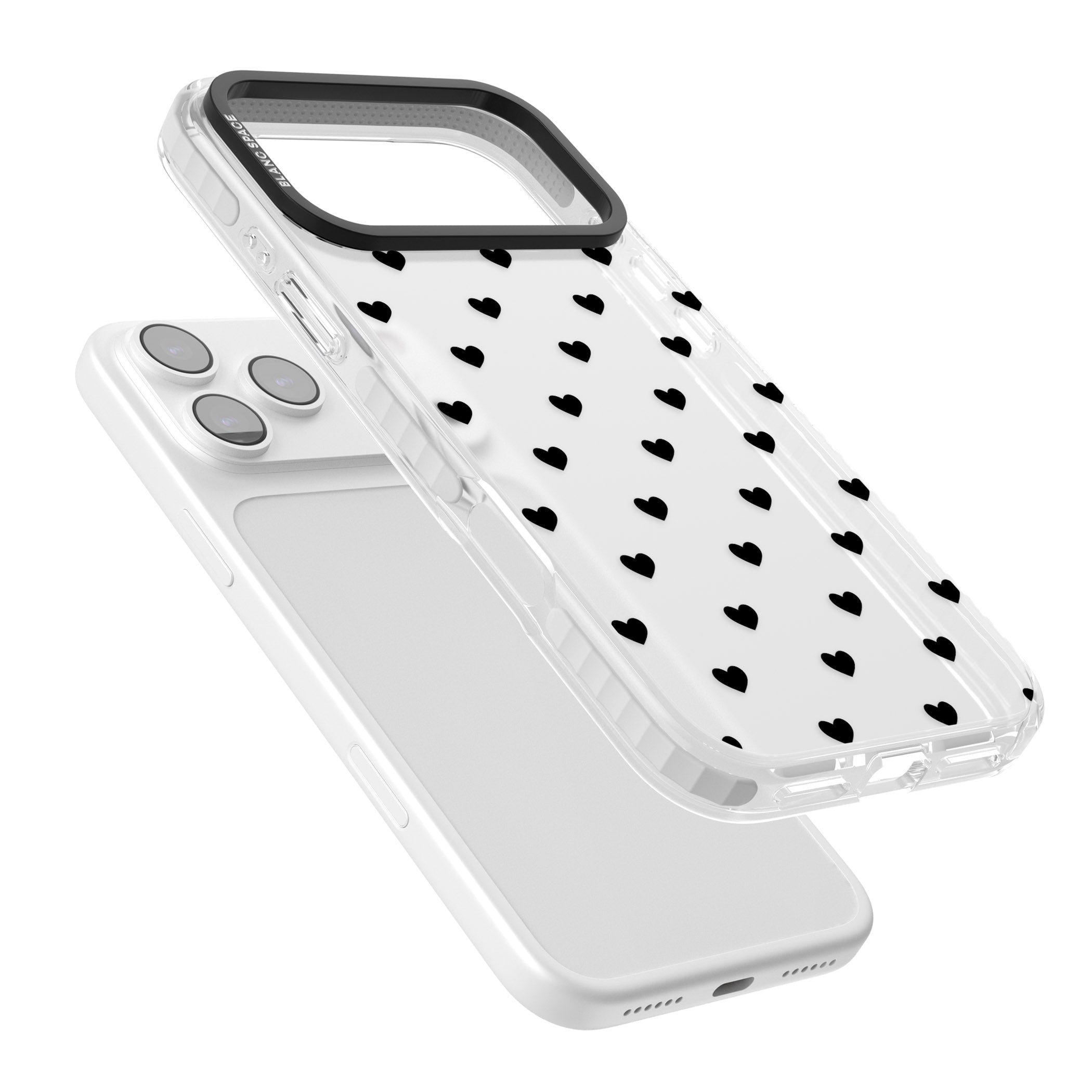 Small Heart Pattern: White & iPhone 17 Pro Impact Clear Phone Case Colours