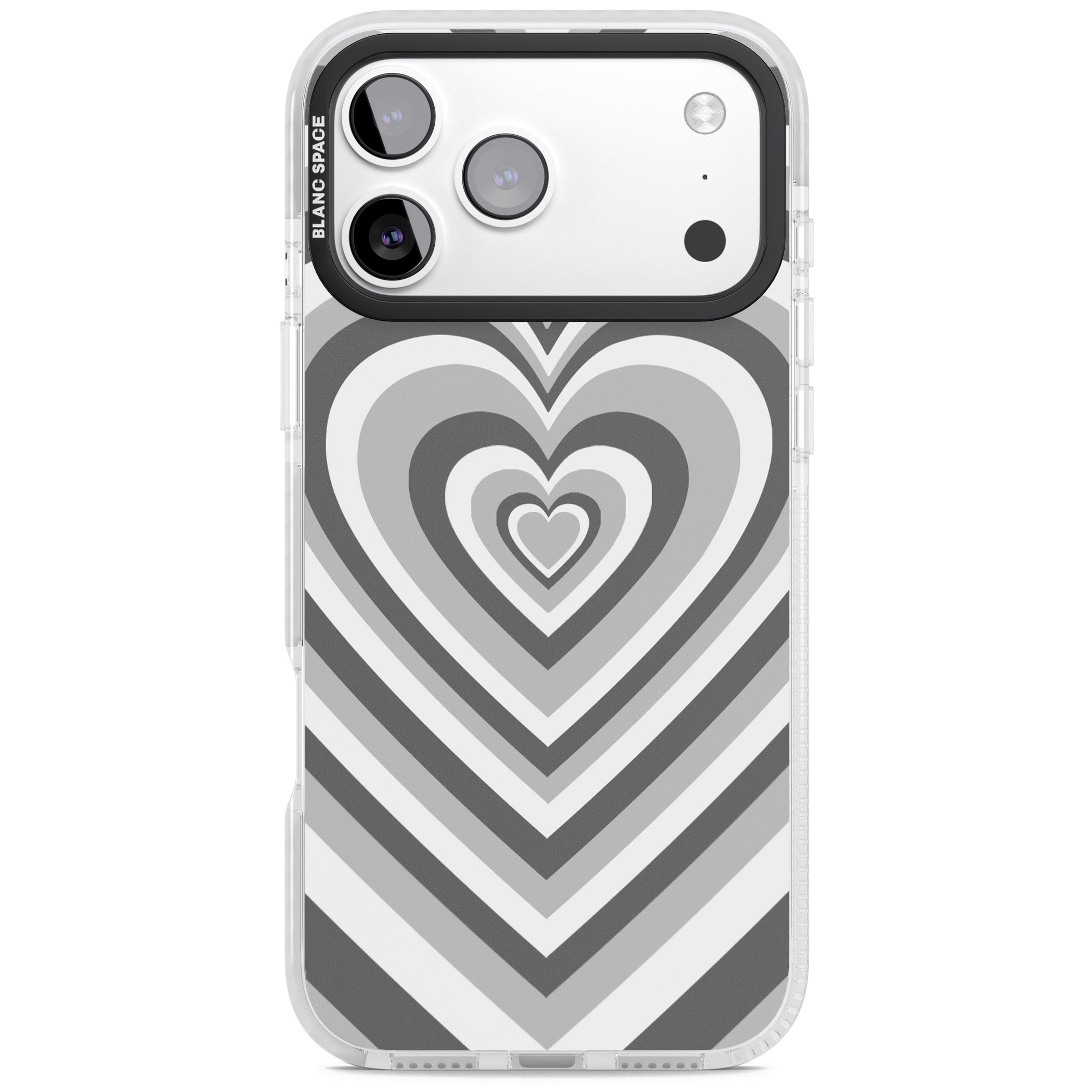 Monochrome Heart Illusion iPhone 17 Pro Impact Clear Phone Case