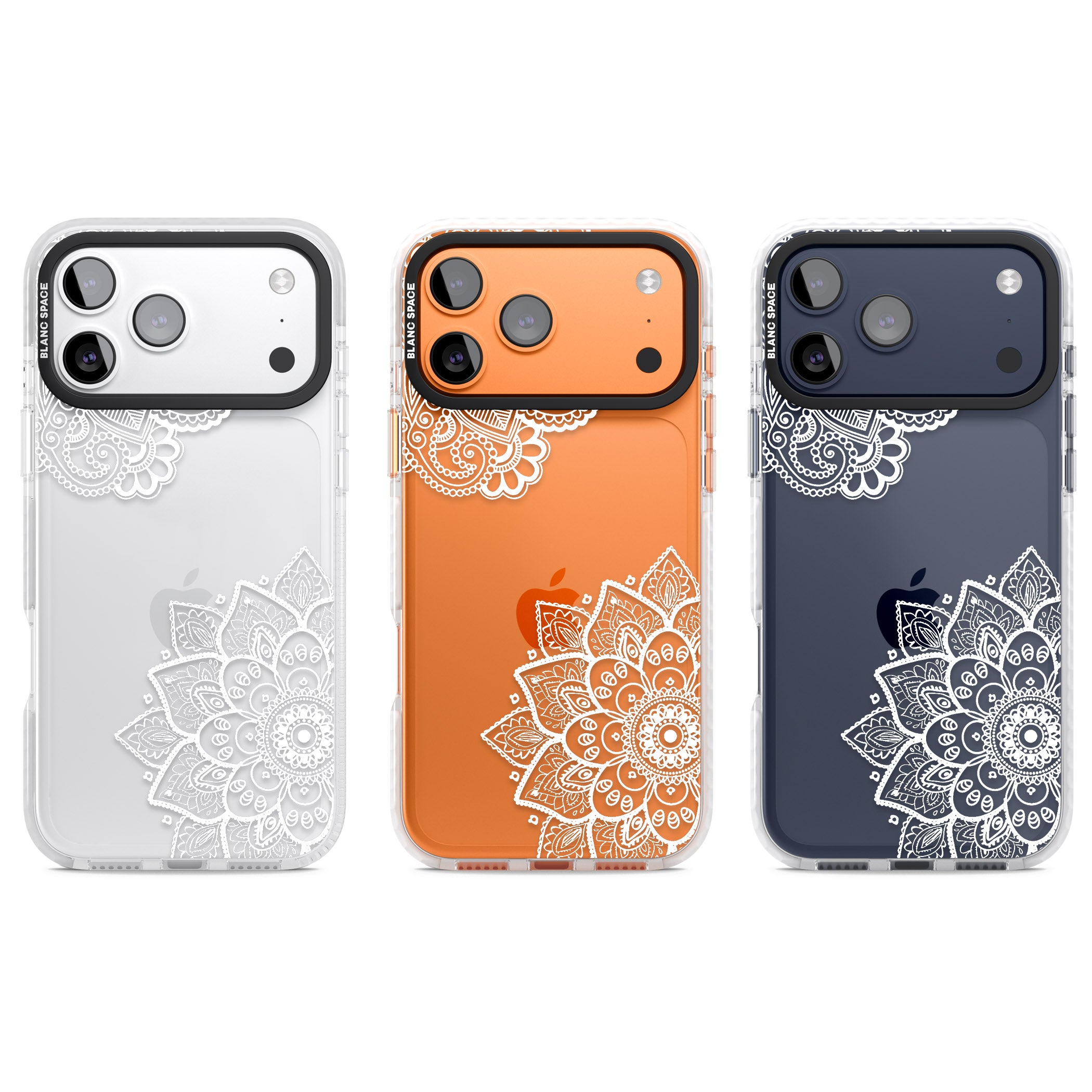White Henna Florals iPhone 17 Pro Impact Clear Phone Case APT Impact Protection