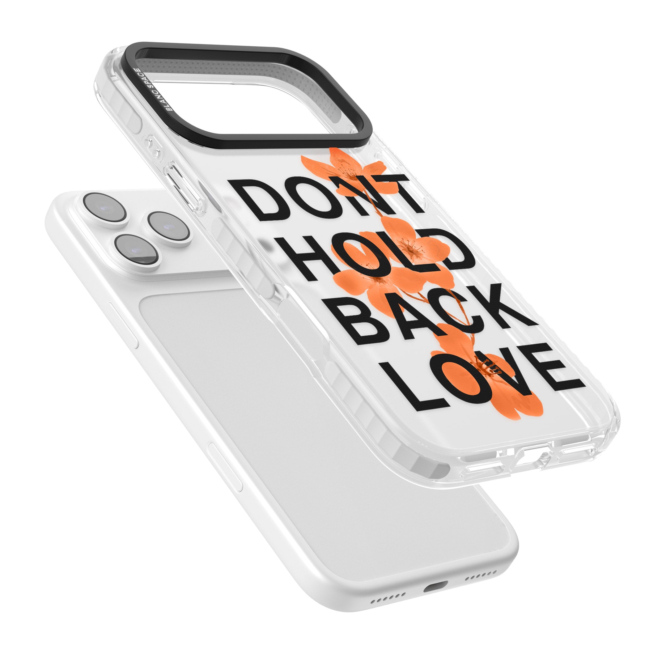 Don'T Hold Back Love Orange & Black iPhone 17 Pro Impact Clear Phone Case Colours