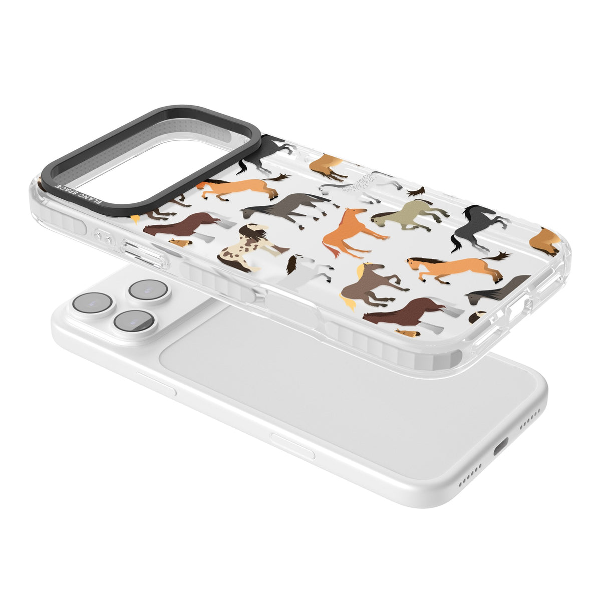 Horse Pattern iPhone 17 Pro Max Impact Clear Phone Case angled