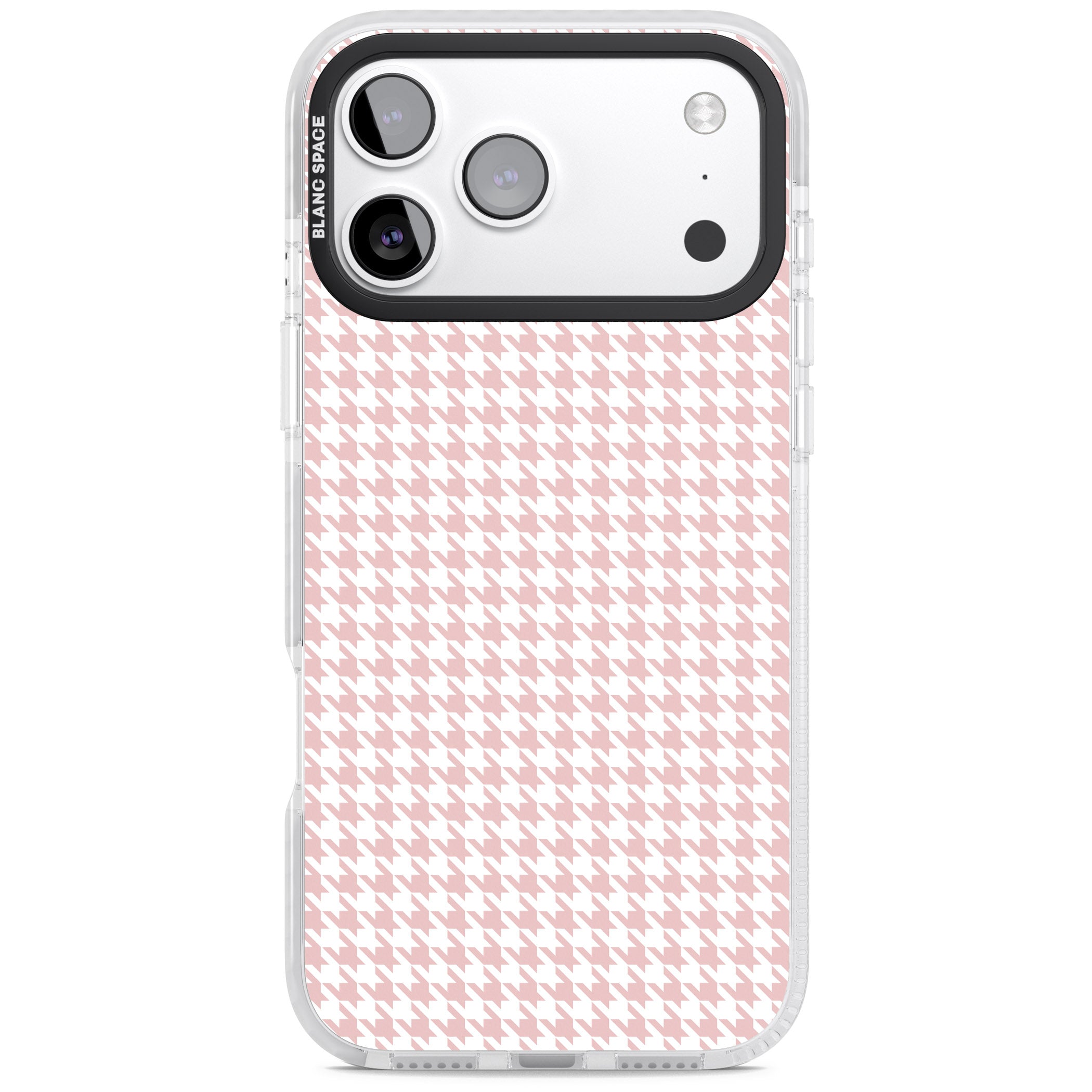 Pink Houndstooth Pattern iPhone 17 Pro Impact Clear Phone Case