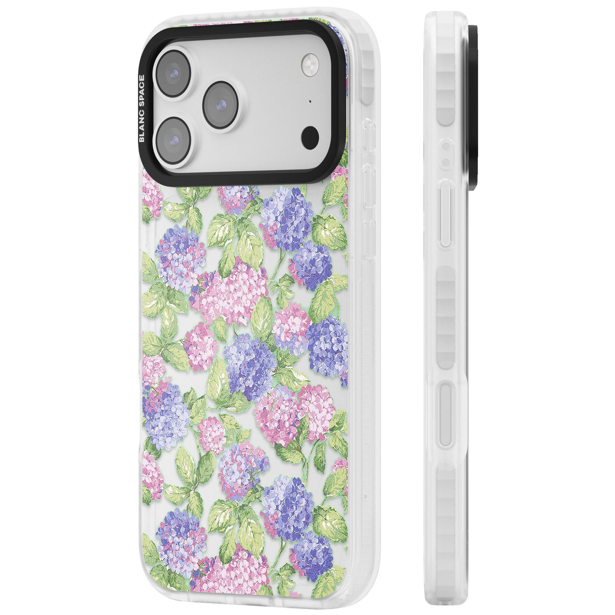 Cottage Hydrangea iPhone 17 Pro Max Impact Clear Phone Case side