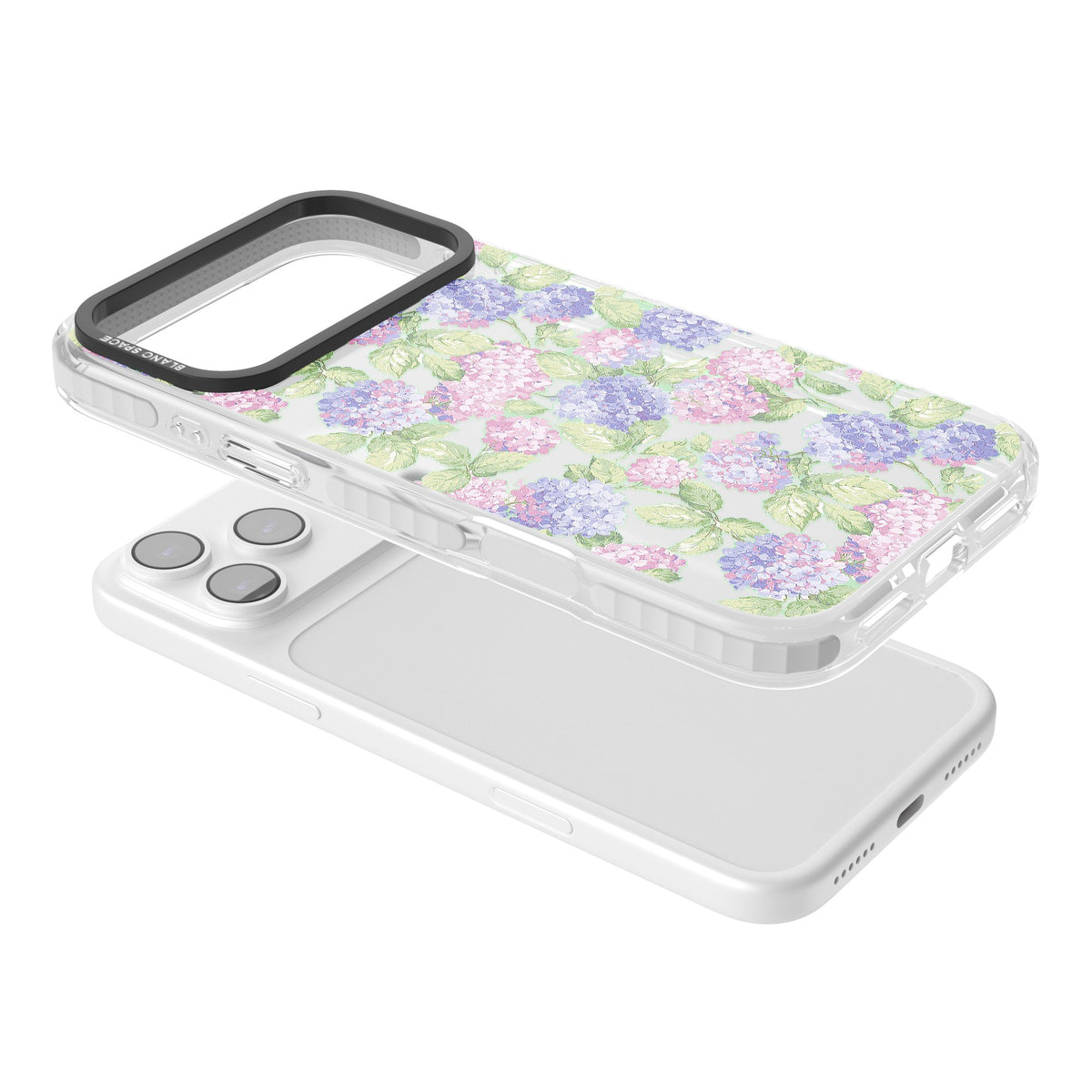 Cottage Hydrangea iPhone 17 Pro Max Impact Clear Phone Case angled
