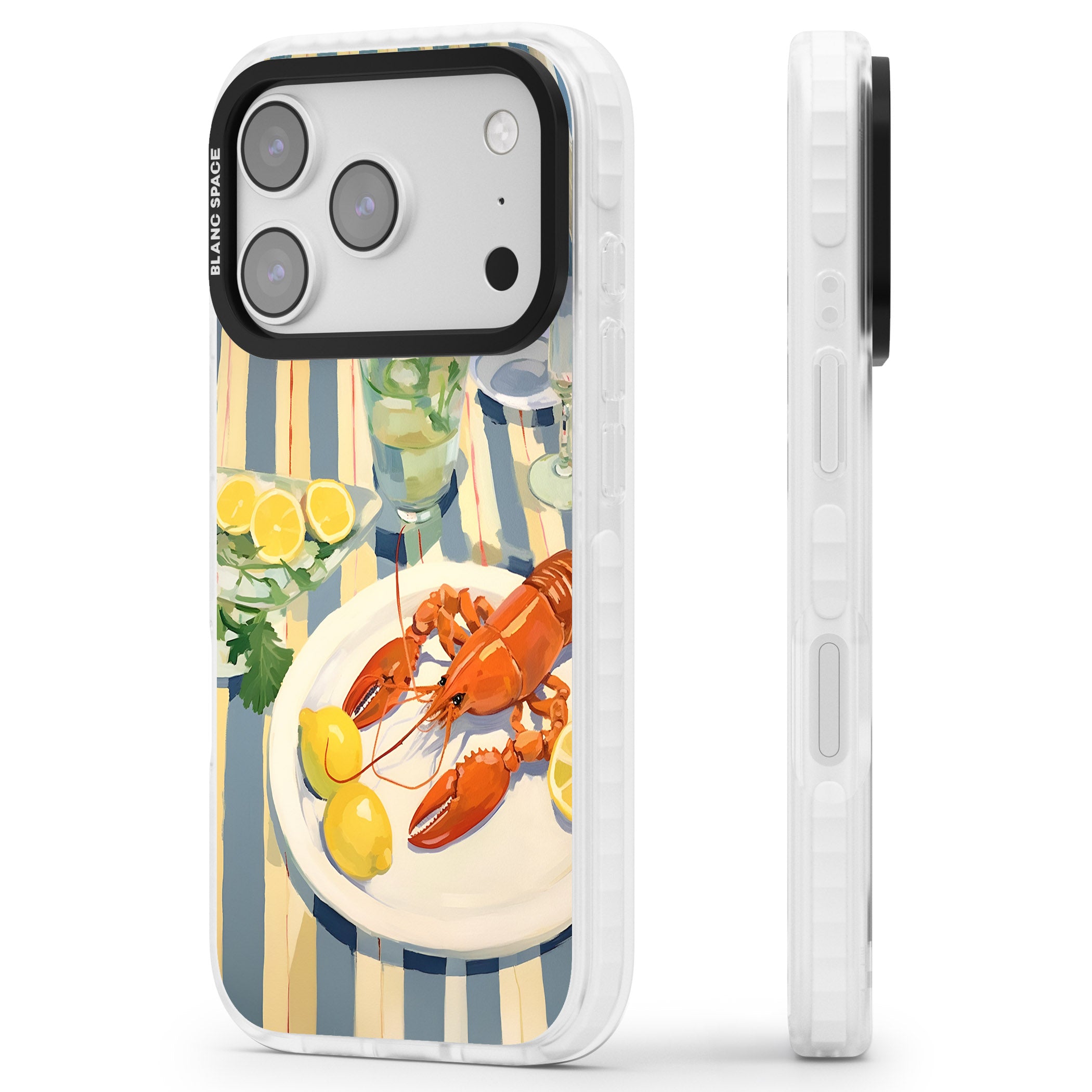 Lobster & Lemons iPhone 17 Pro Impact Clear Phone Case Side Profile