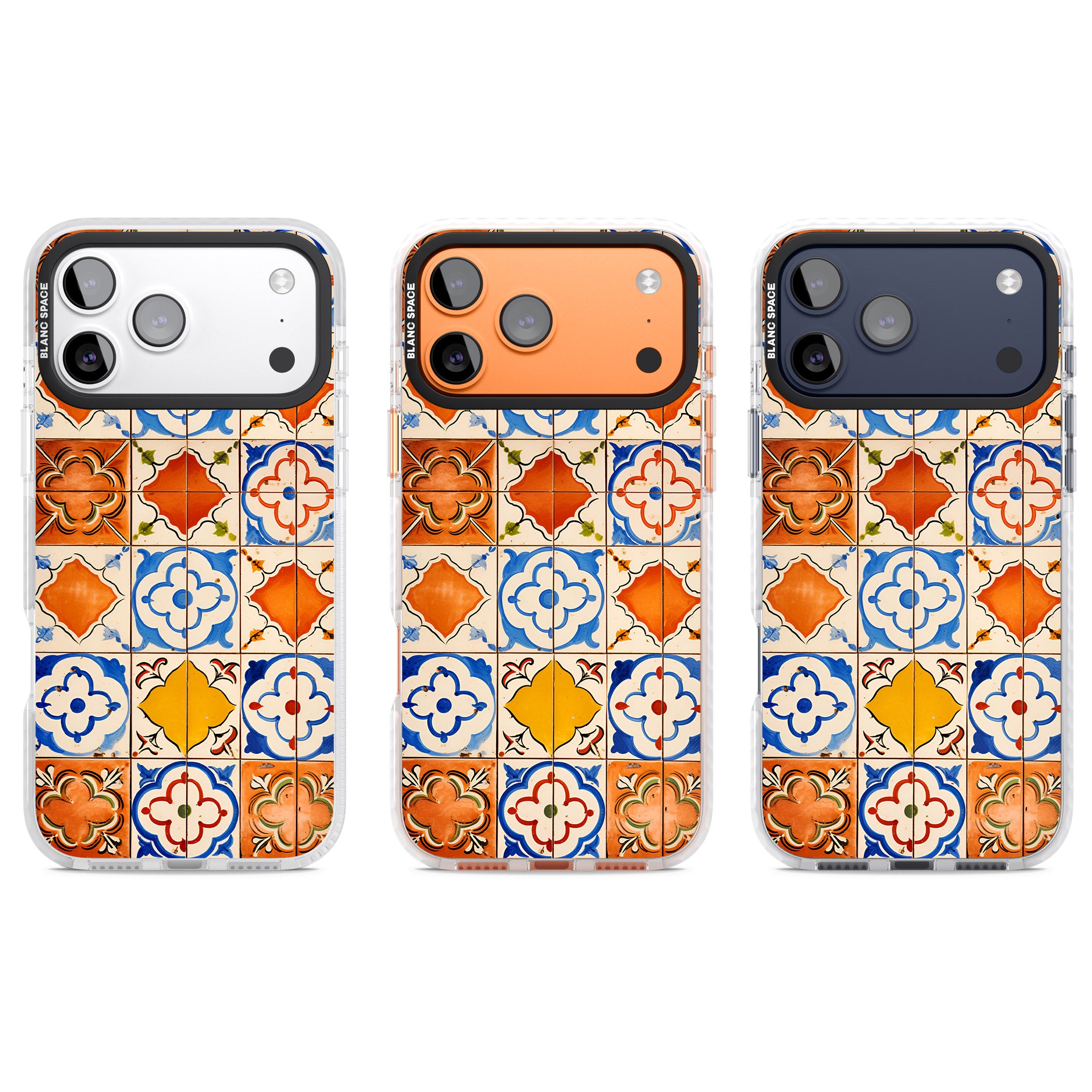 Spanish Mosaic Tiles iPhone 17 Pro Impact Clear Phone Case APT Impact Protection