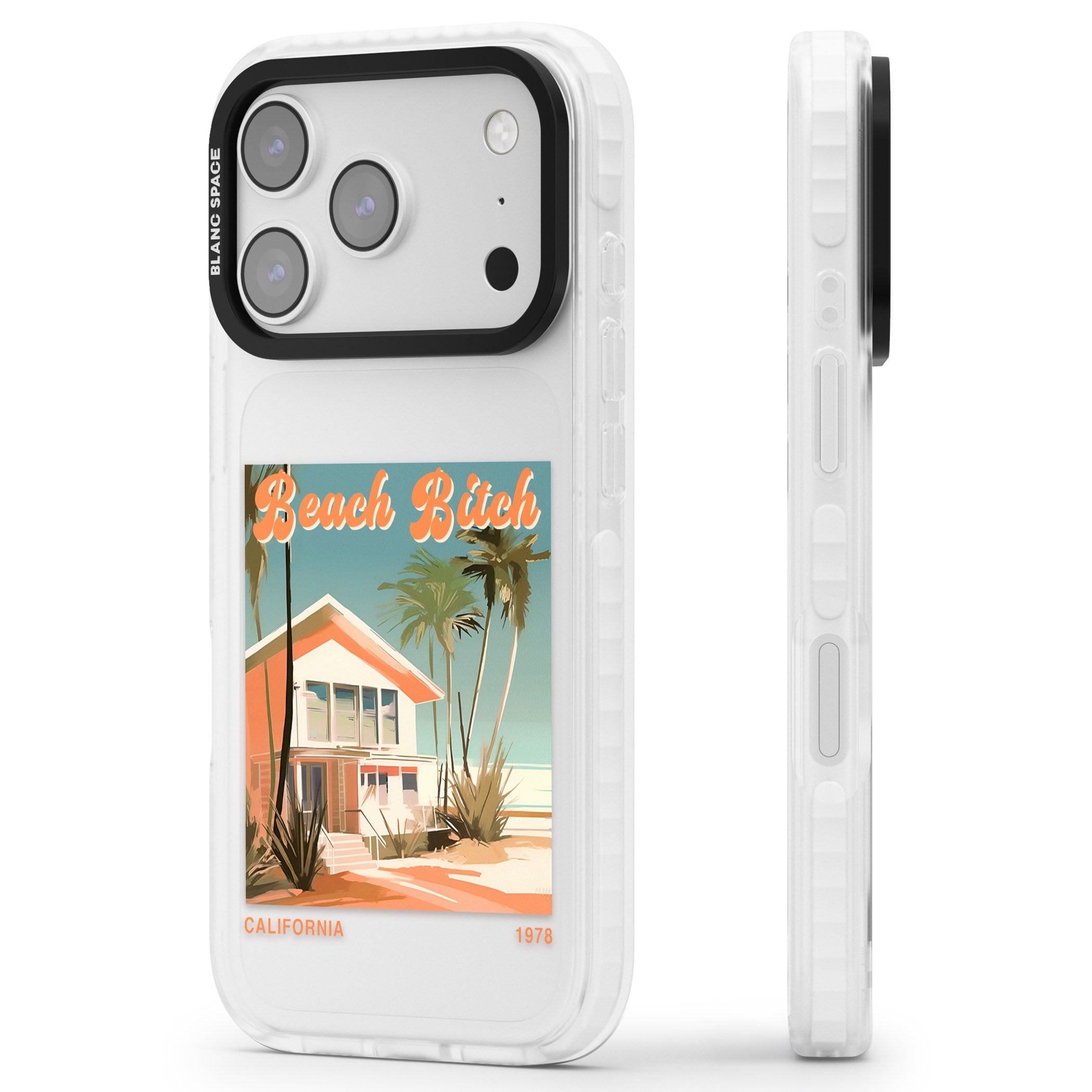 Beach B*tch iPhone 17 Pro Impact Clear Phone Case Side Profile