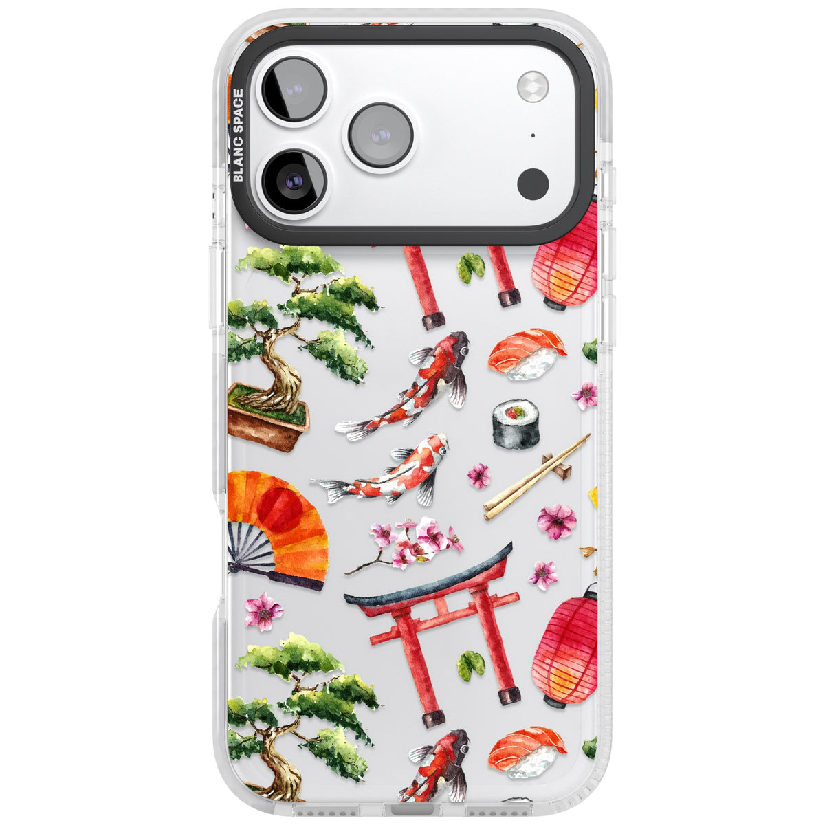 Japanese Watercolor iPhone 17 Pro Max Impact Clear Phone Case front