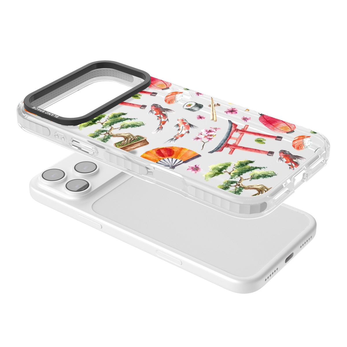 Japanese Watercolor iPhone 17 Pro Max Impact Clear Phone Case angled