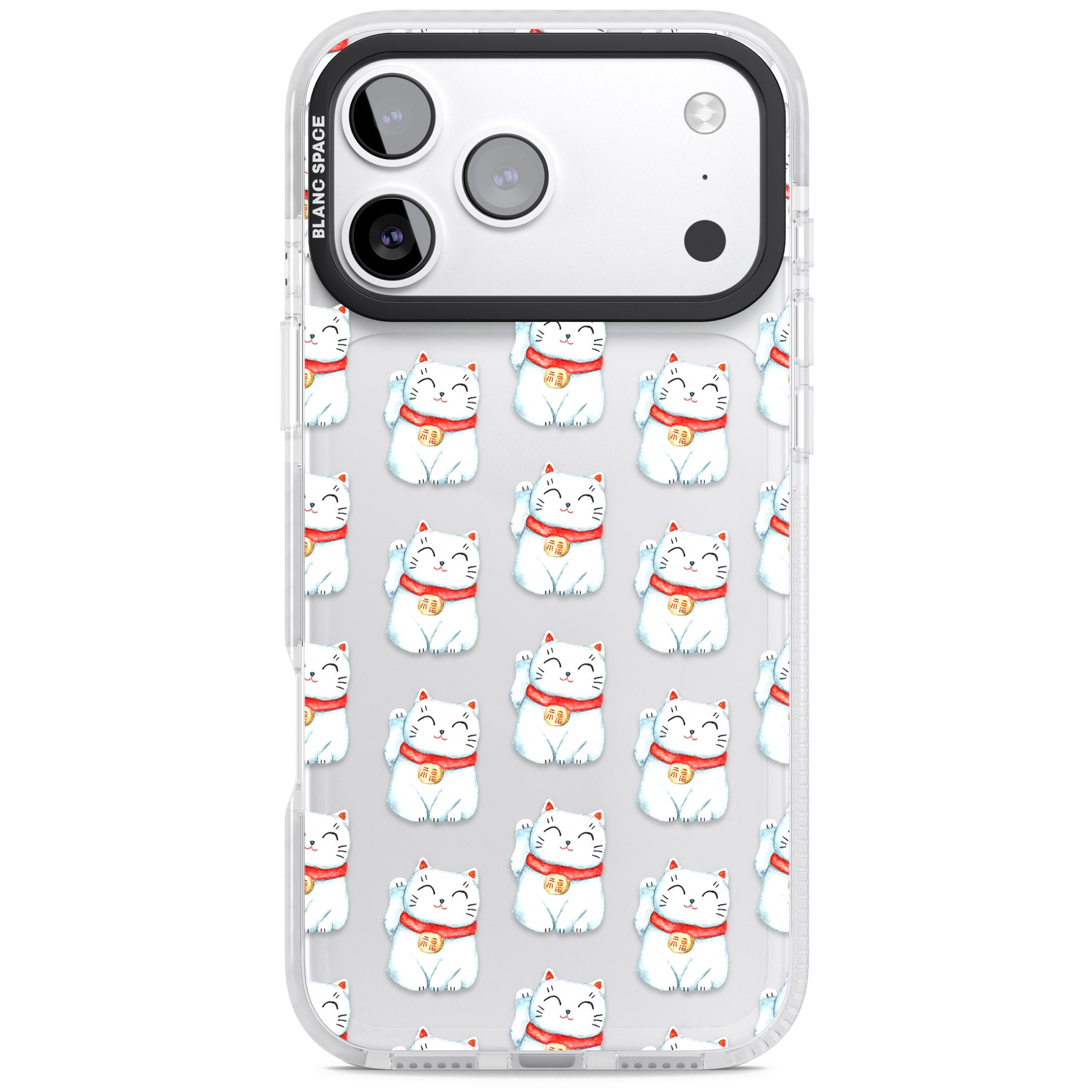 Lucky Cat Pattern iPhone 17 Pro Impact Clear Phone Case