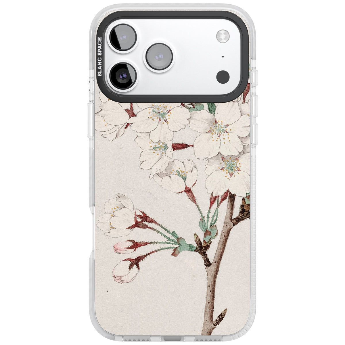 Vintage Japanese White Blossoms iPhone 17 Pro Max Impact Clear Phone Case front