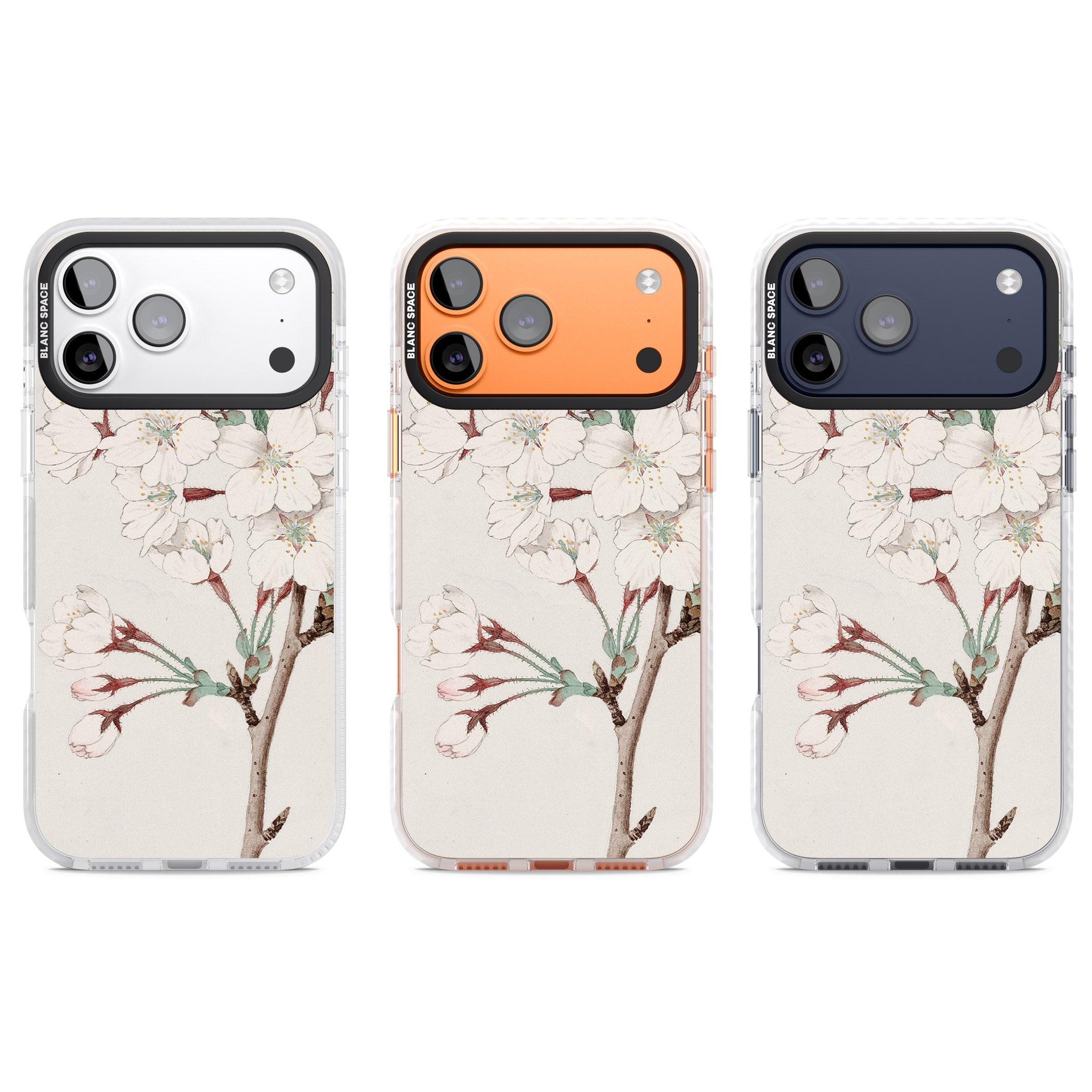 Vintage Japanese Illustrations Cherry Blossoms iPhone 17 Pro Impact Clear Phone Case APT Impact Protection