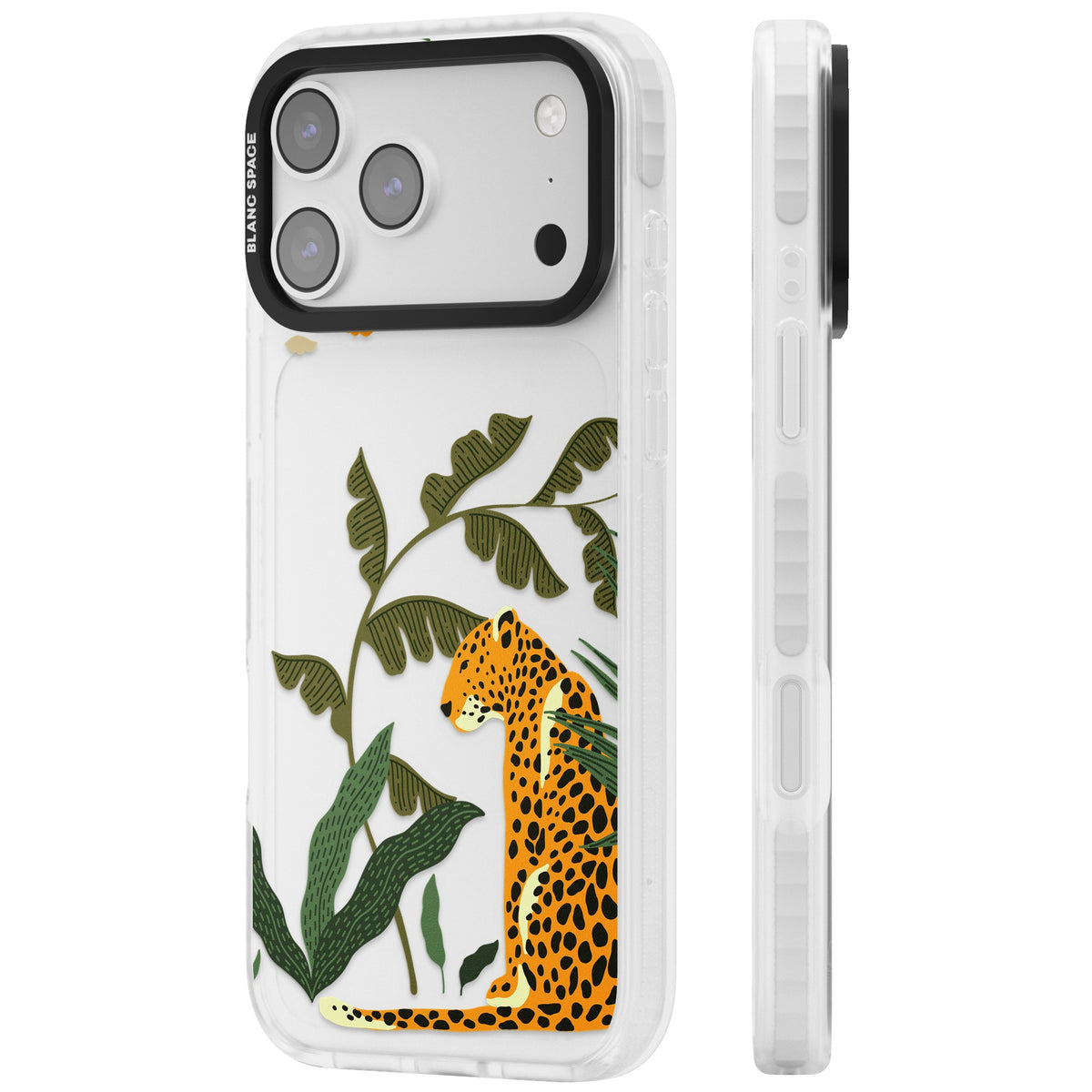 Large Jungle Cat Pattern iPhone 17 Pro Max Impact Clear Phone Case side