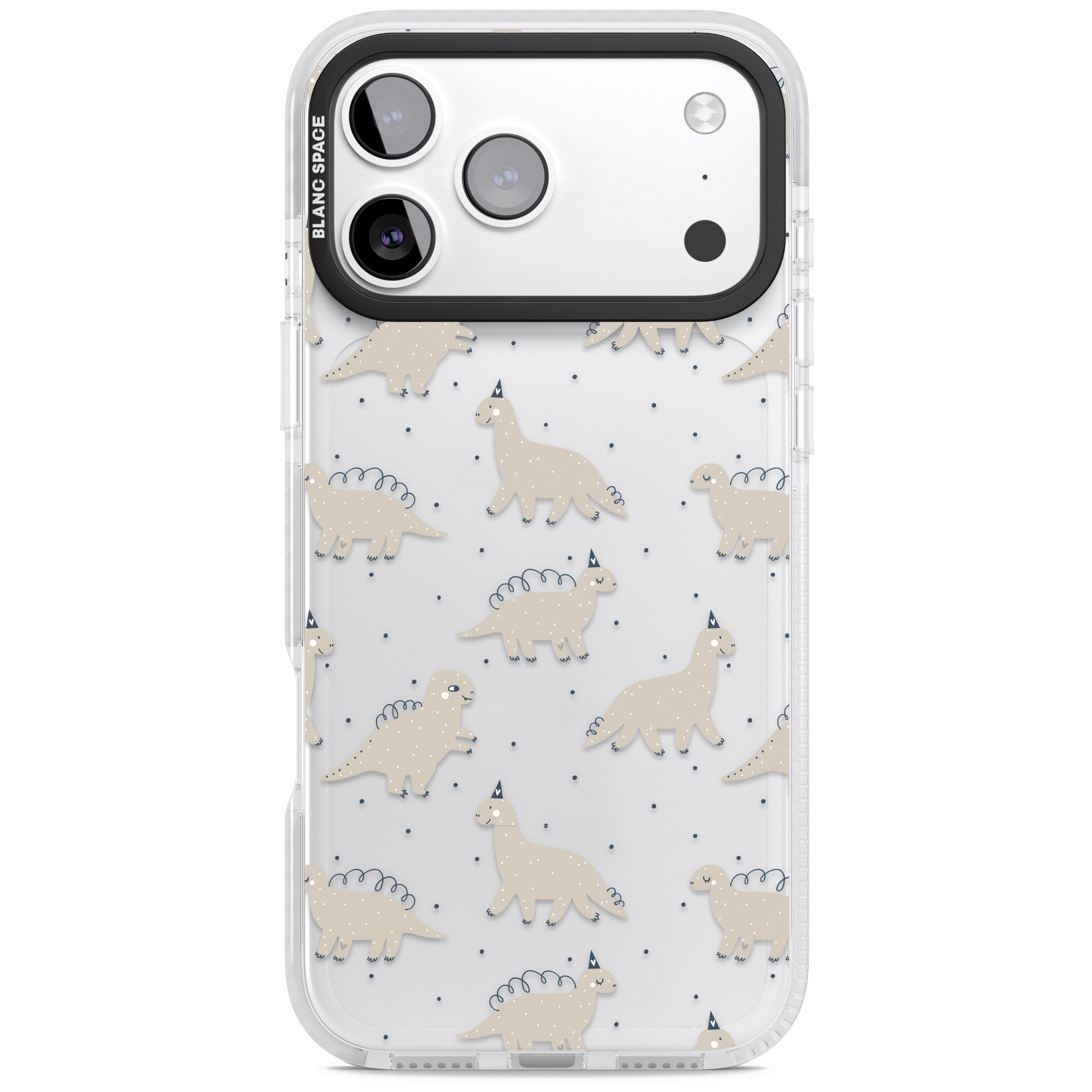 Adorable Dino Pattern iPhone 17 Pro Impact Clear Phone Case