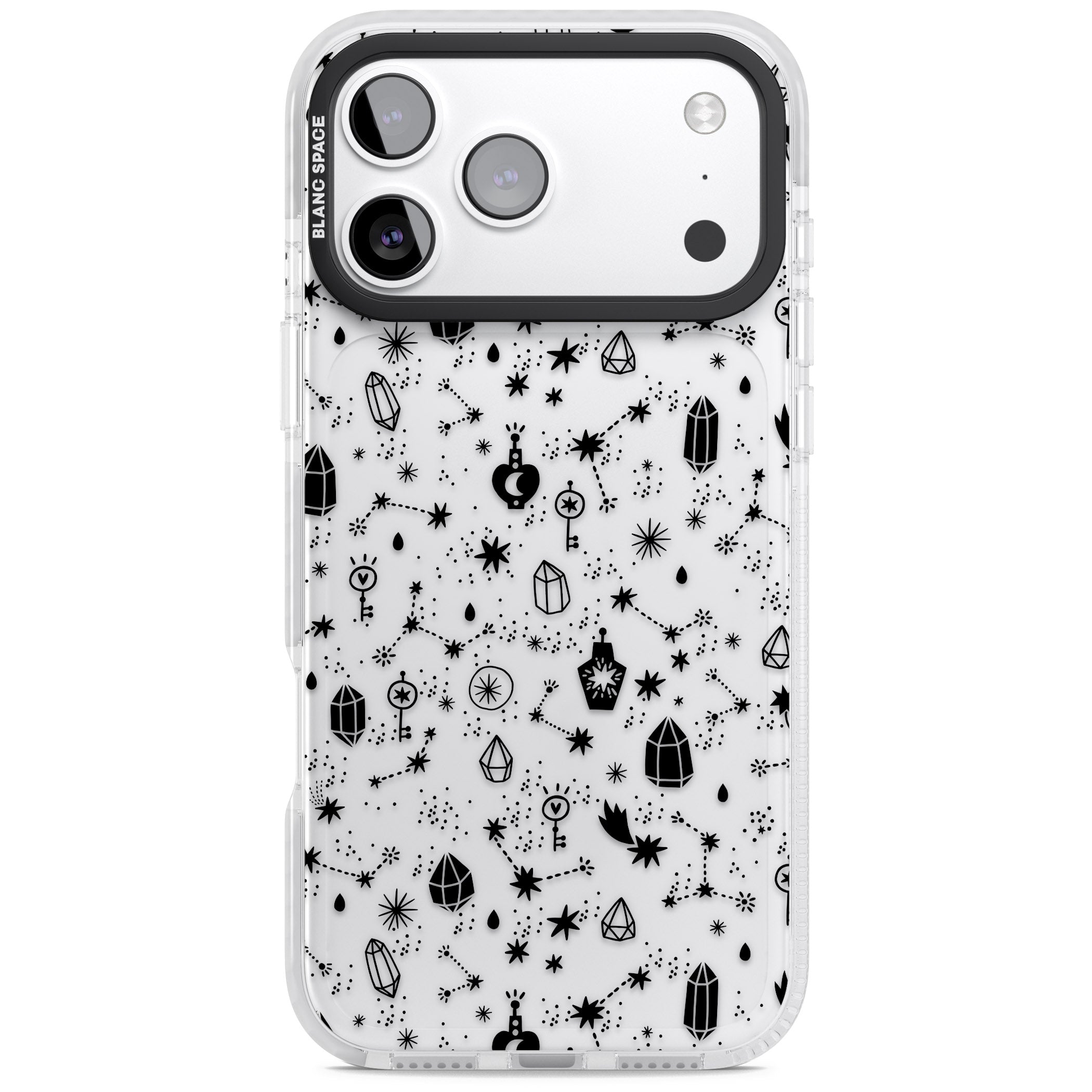 Black Cosmic Crystal iPhone 17 Pro Impact Clear Phone Case