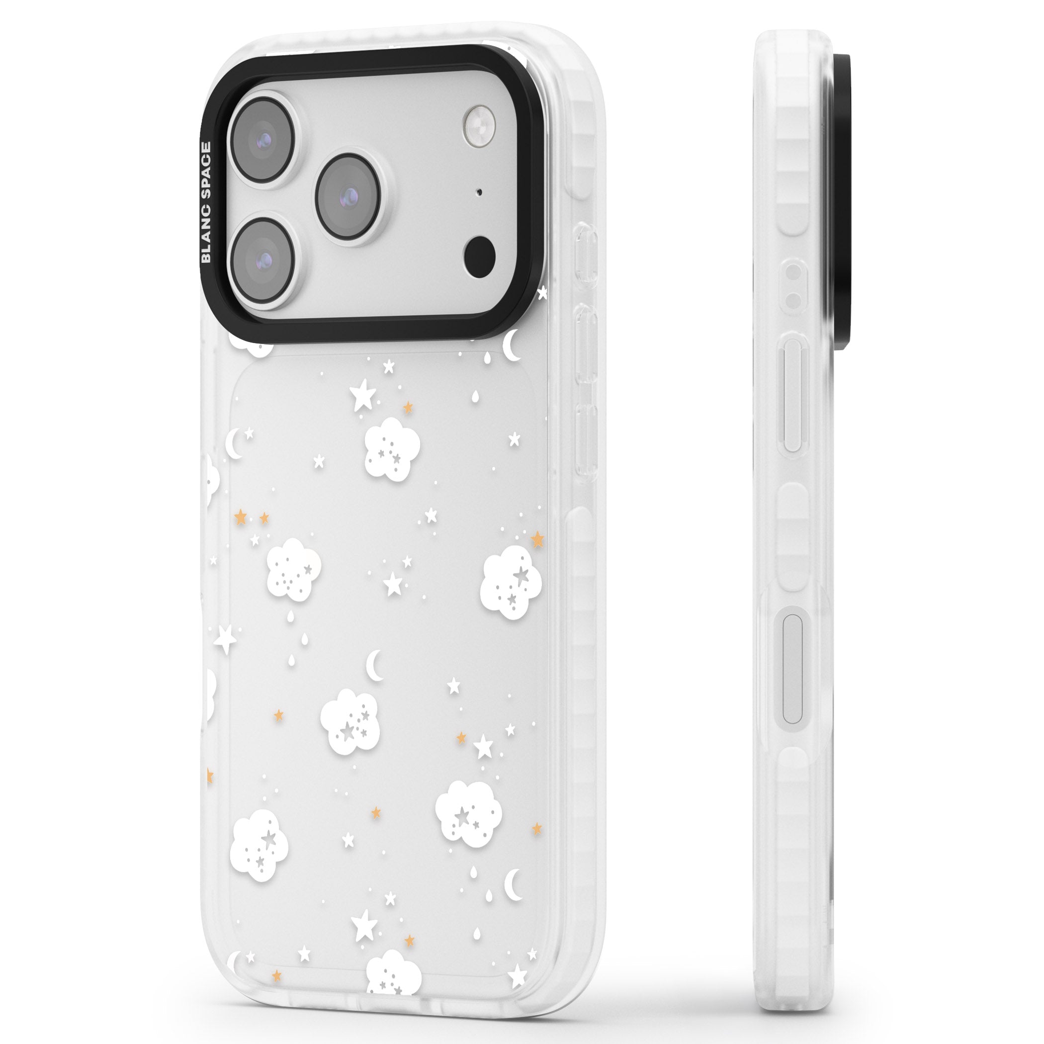 Starry Night Cloud iPhone 17 Pro Impact Clear Phone Case Side Profile