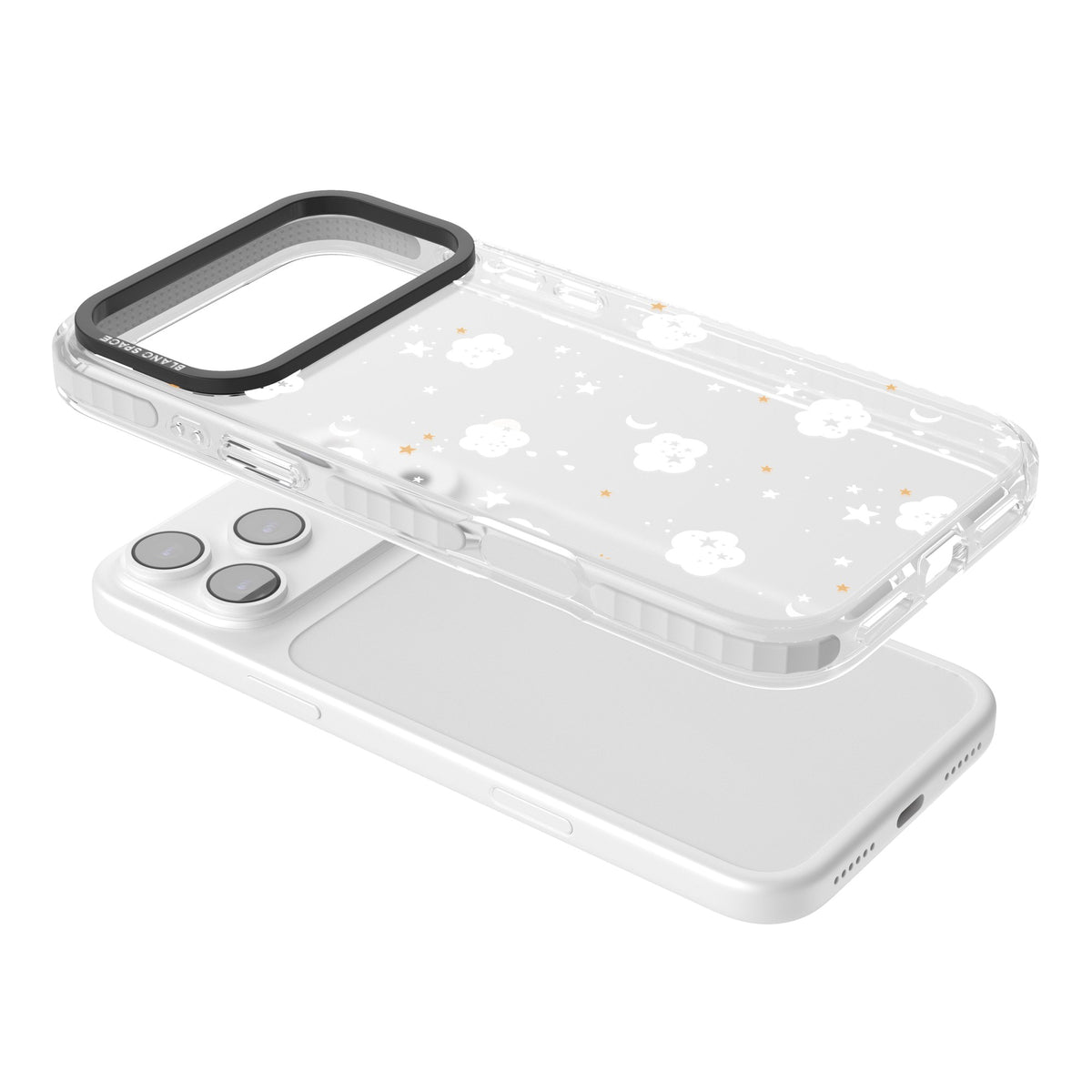 Starry Night Cloud iPhone 17 Pro Max Impact Clear Phone Case angled