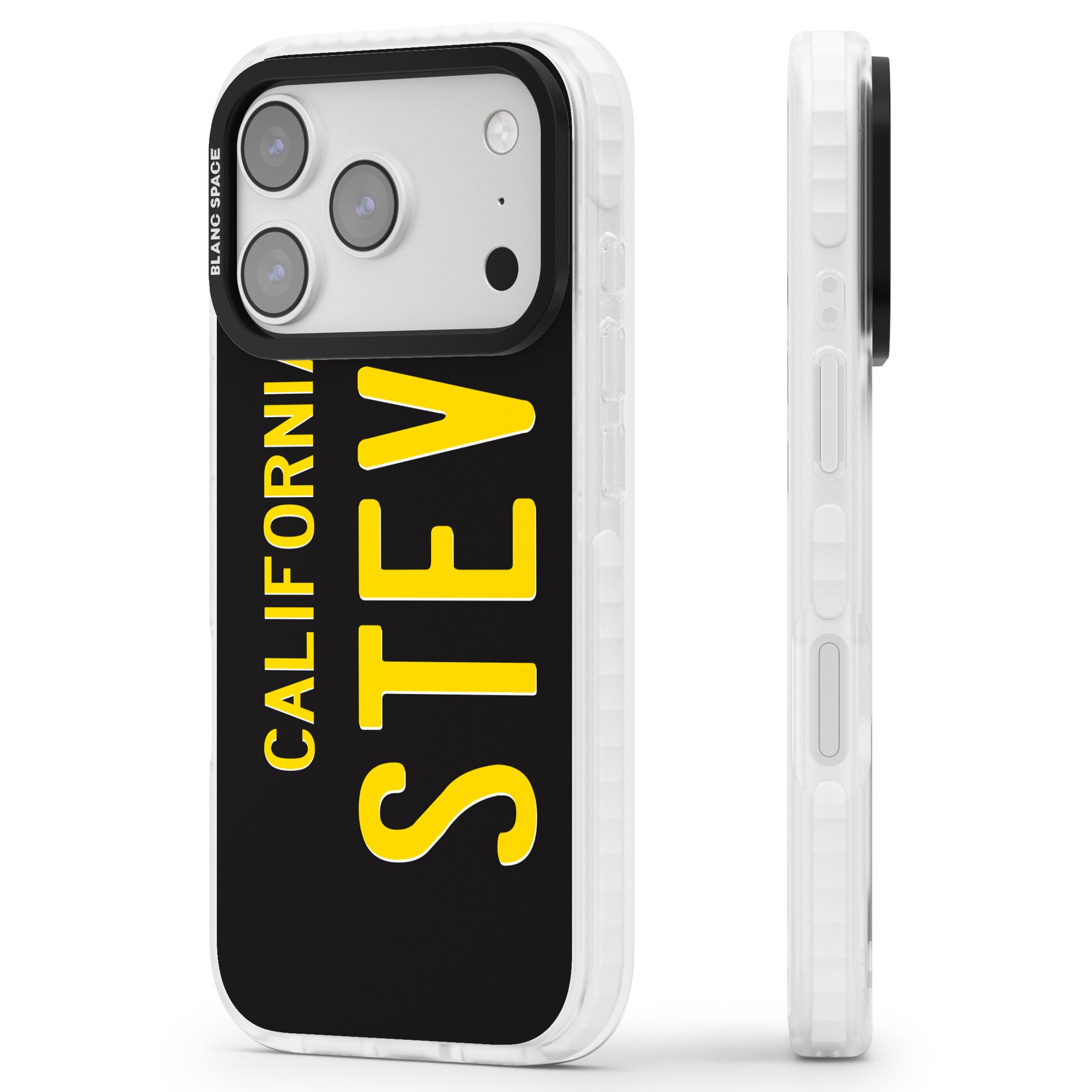 Personalised Vintage California License Plate iPhone 17 Pro Impact Clear Phone Case Side Profile