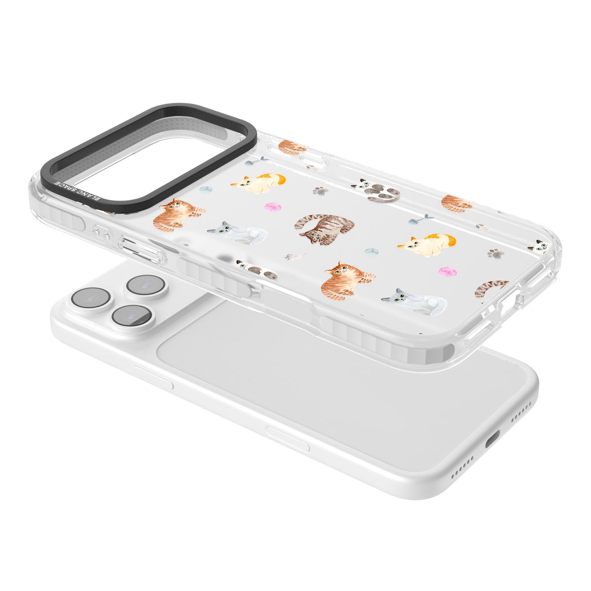 Playful Cats iPhone 17 Pro Max Impact Clear Phone Case angled