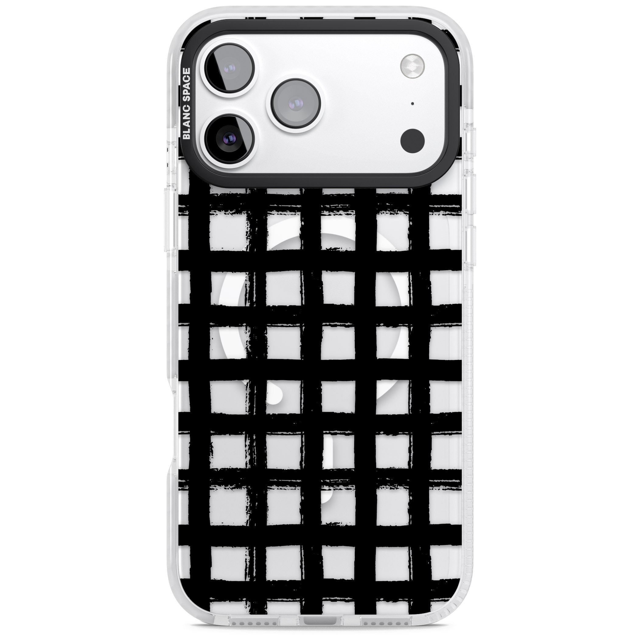 Messy Black Grid Clear iPhone 17 Pro Impact Pro Clear Phone Case