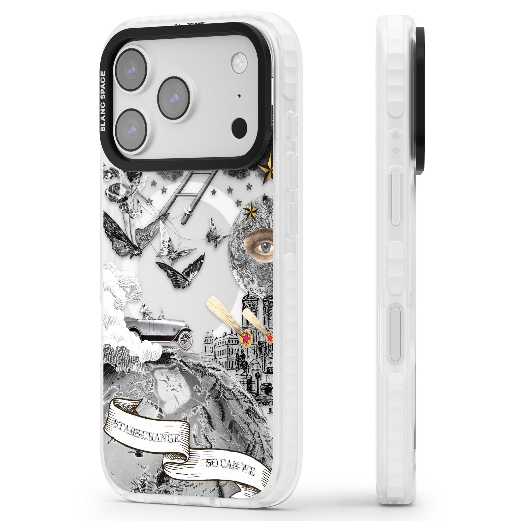 Stars Change So Can We iPhone 17 Pro Impact Pro Clear Phone Case Side Profile