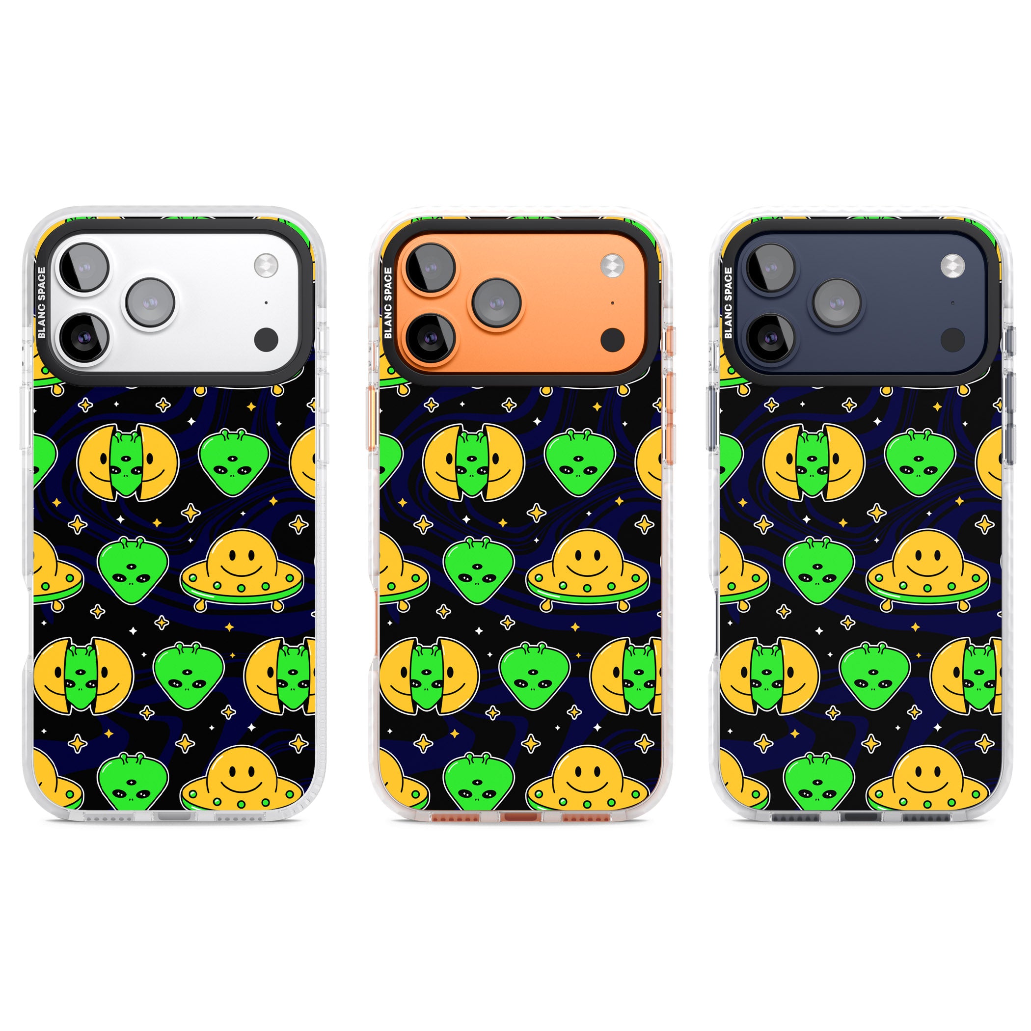 Alien Head Pattern iPhone 17 Pro Impact Pro Clear Phone Case APT Impact Protection