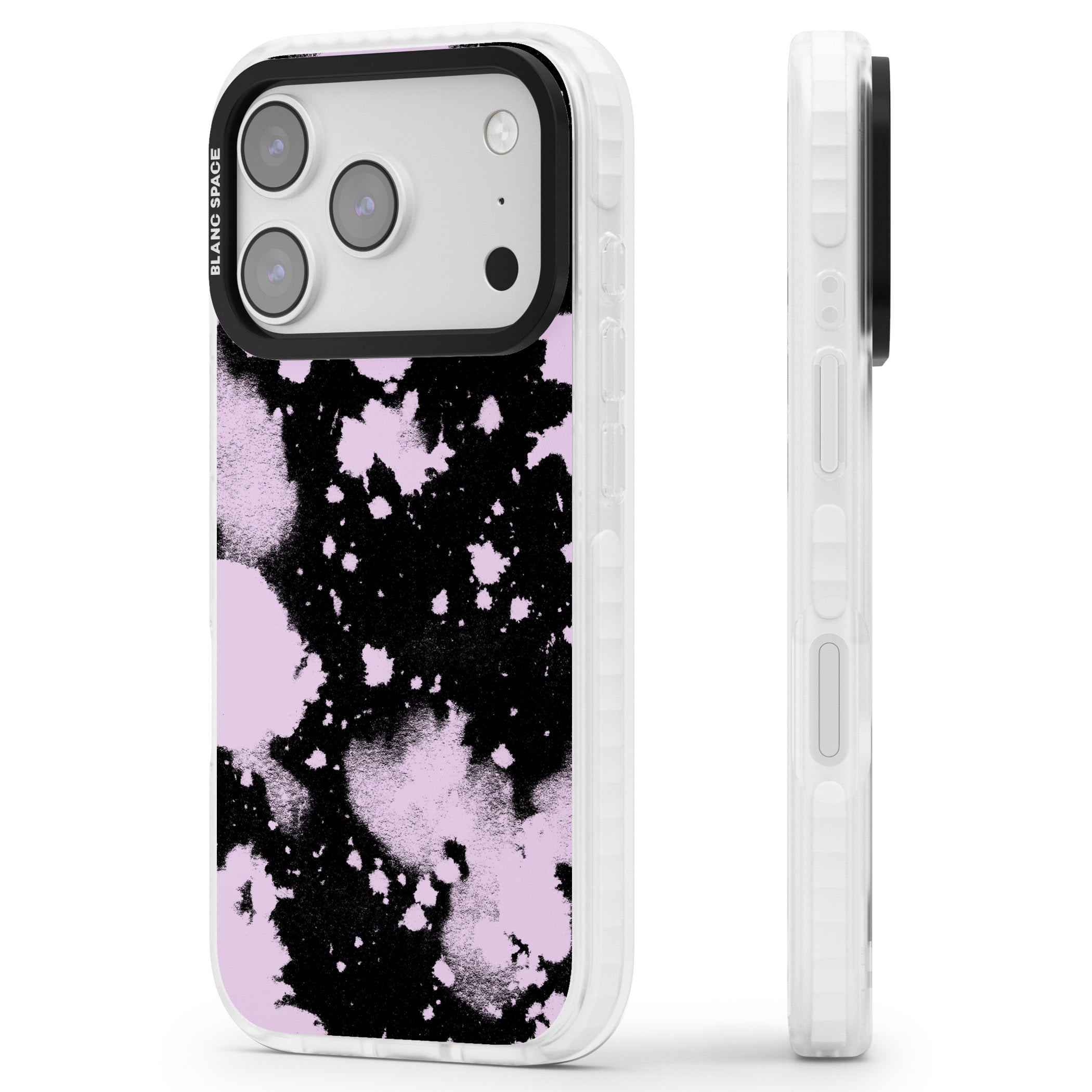 Pink & Black Acid Wash Tie Dye iPhone 17 Pro Impact Pro Clear Phone Case Side Profile