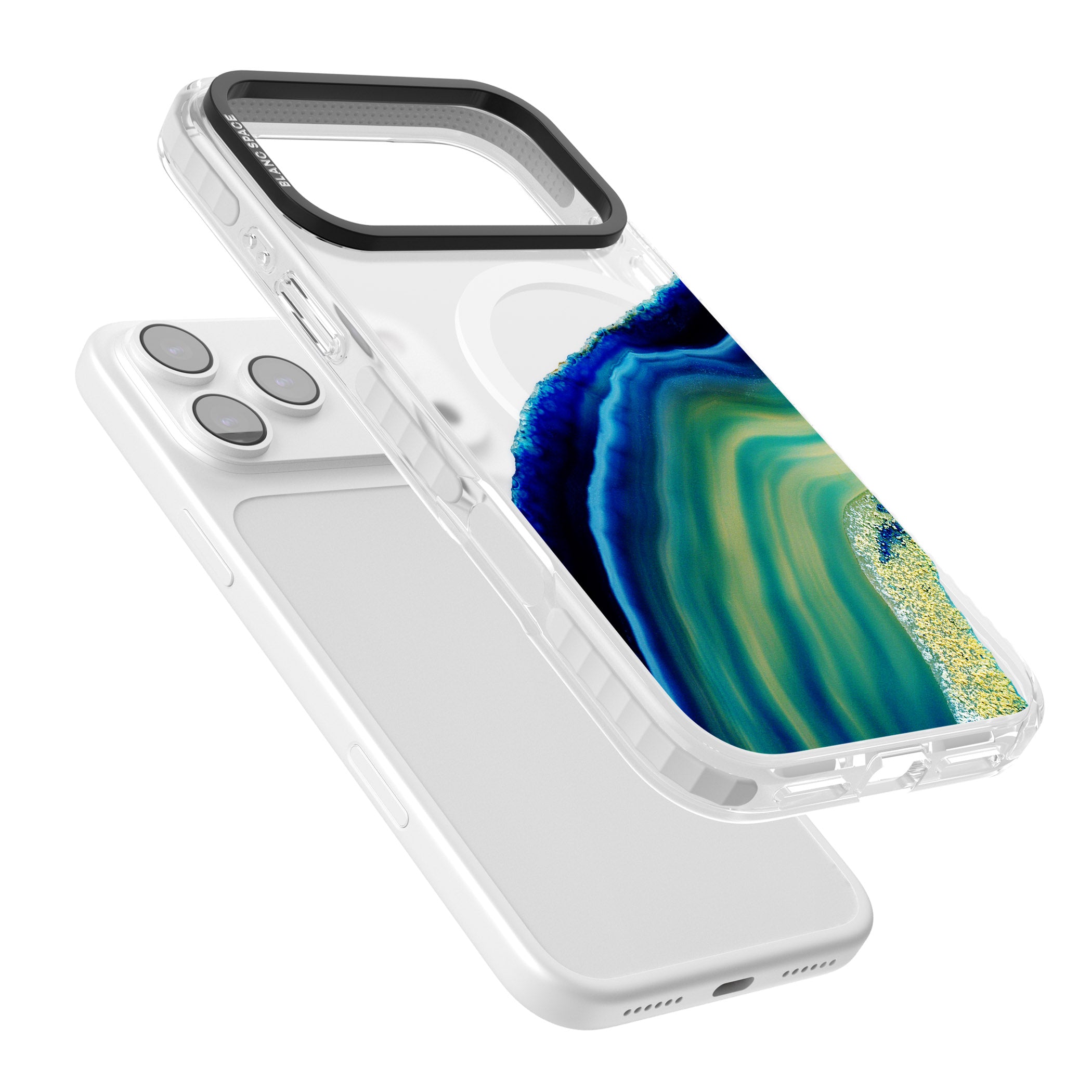 Green & Blue Emerald Geode iPhone 17 Pro Impact Pro Clear Phone Case Colours