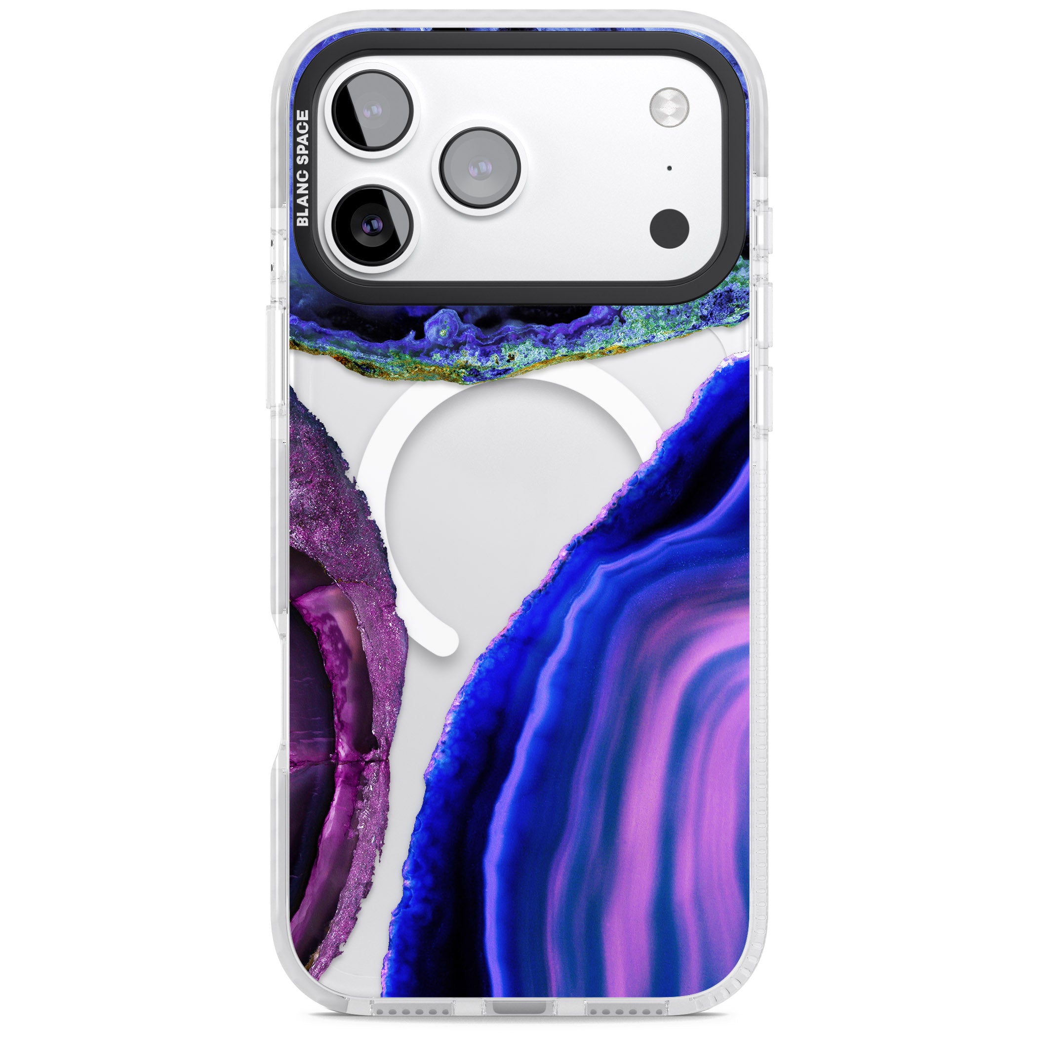 Violet Agate Slice iPhone 17 Pro Impact Pro Clear Phone Case