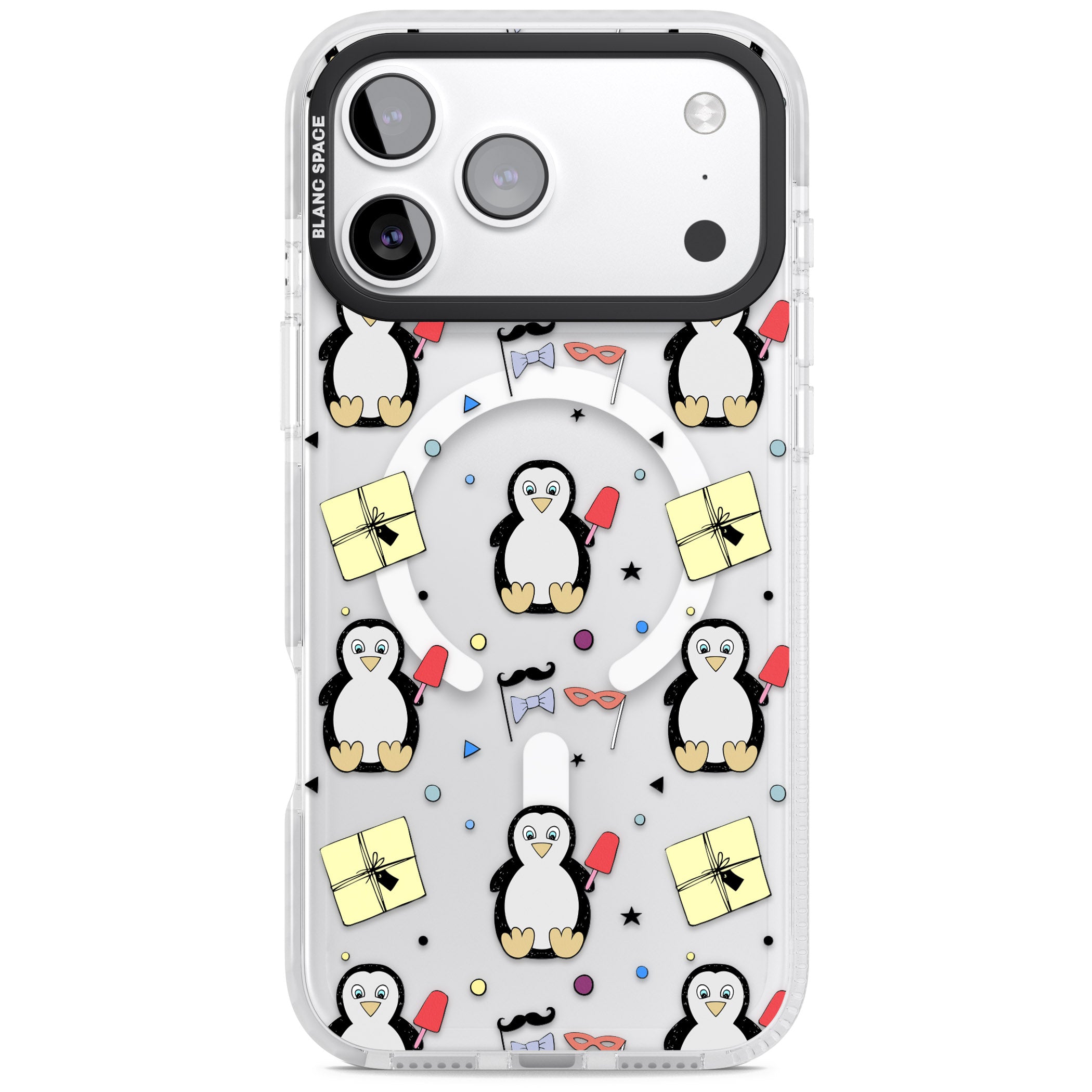Cute Penguin Pattern Clear iPhone 17 Pro Impact Pro Clear Phone Case