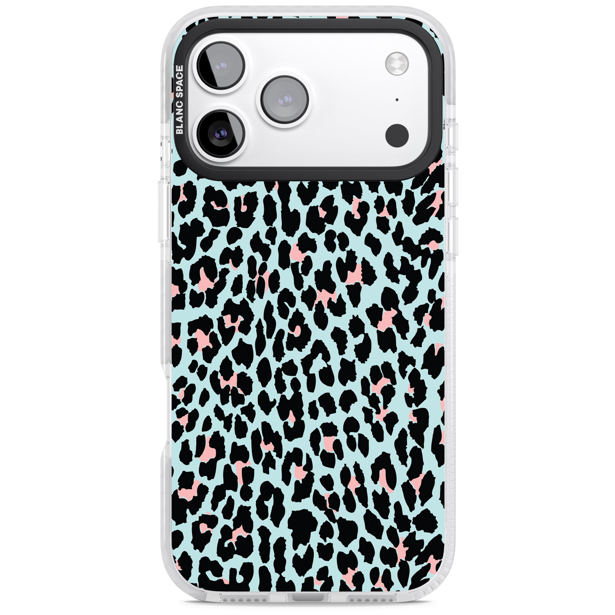Pastel Blue & Pink Leopard Print iPhone 17 Pro Impact Pro Clear Phone Case