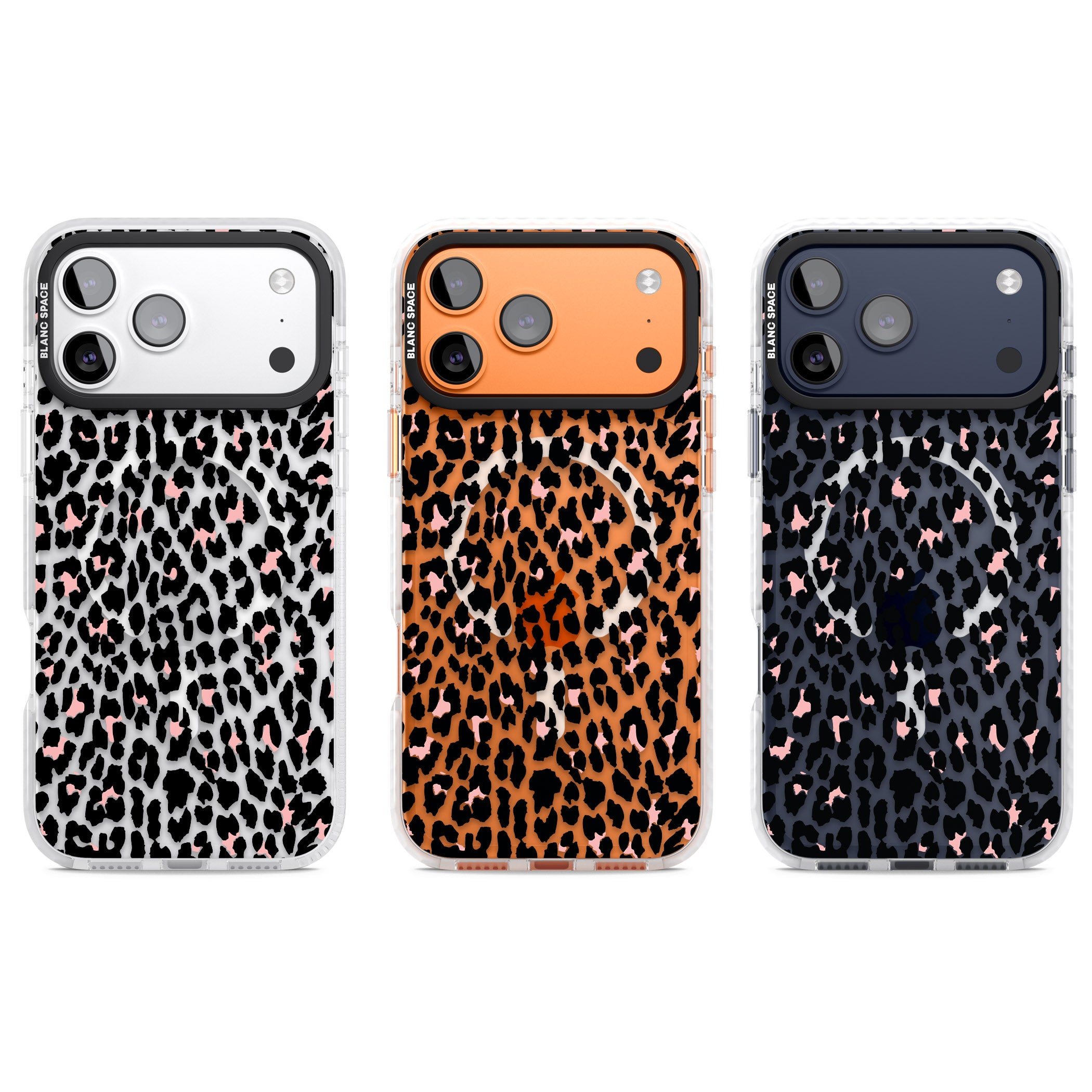 Pink Leopard Print iPhone 17 Pro Impact Pro Clear Phone Case APT Impact Protection