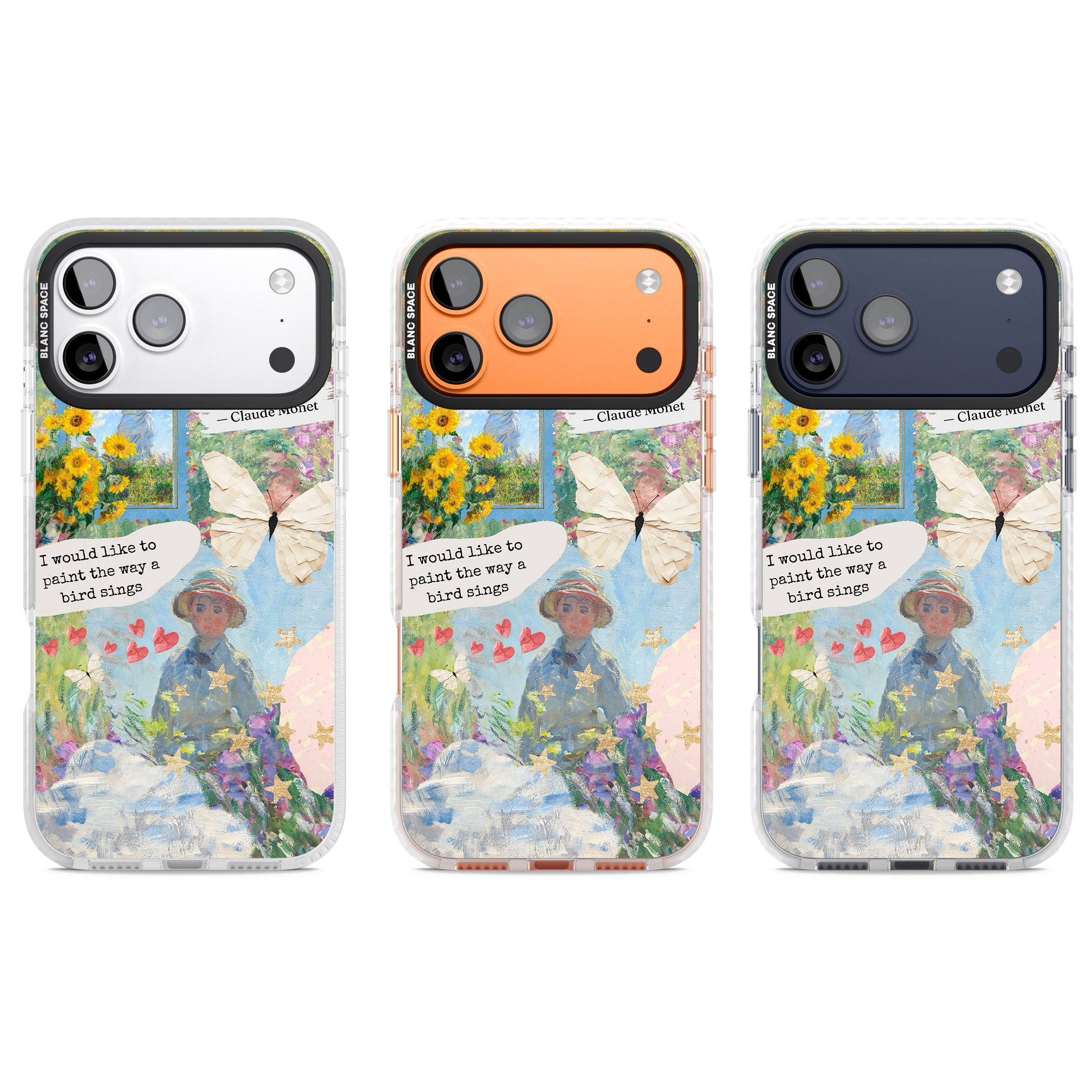 Monet 'Way A Bird Sings' Collage iPhone 17 Pro Impact Pro Clear Phone Case APT Impact Protection
