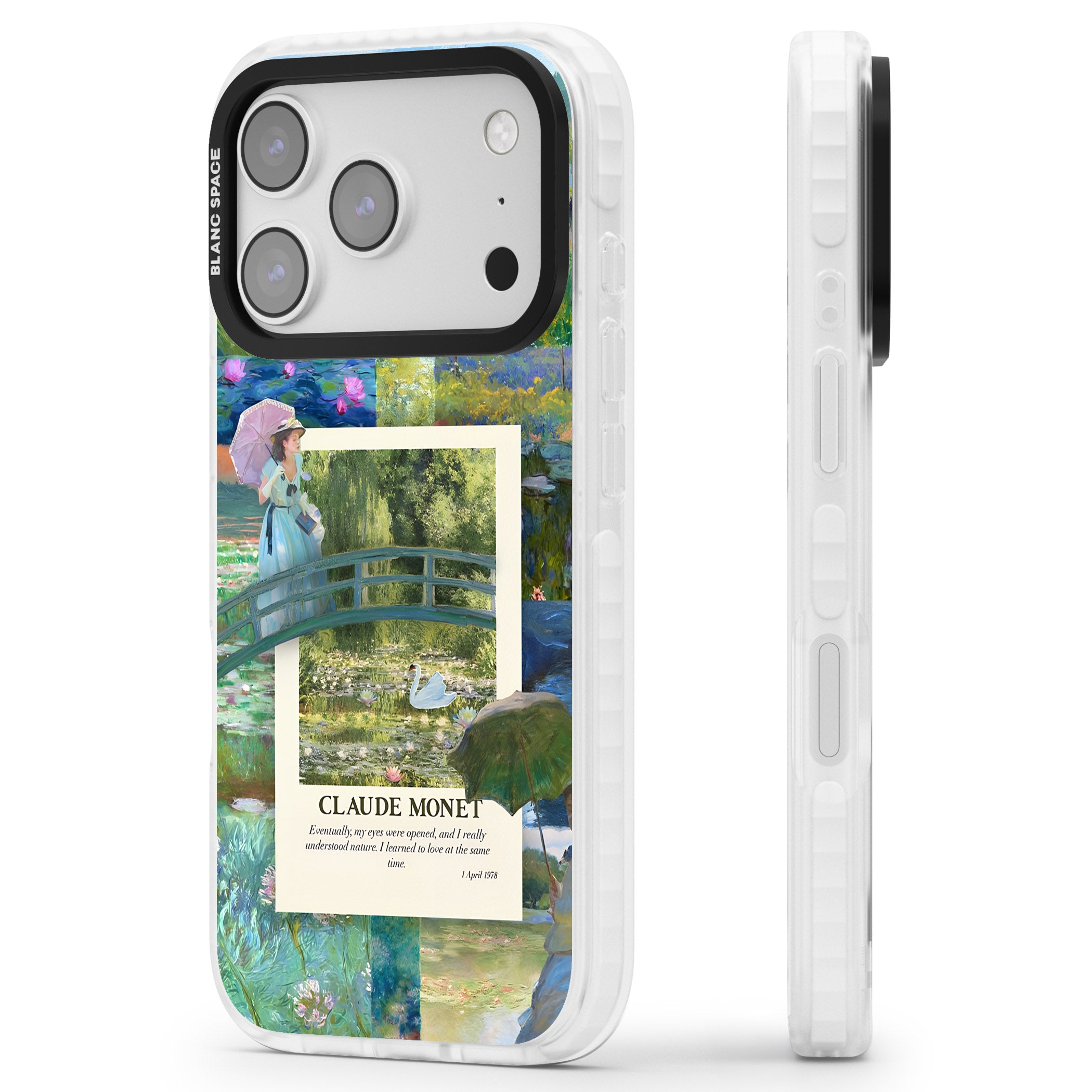Monet Gardens iPhone 17 Pro Impact Pro Clear Phone Case Side Profile