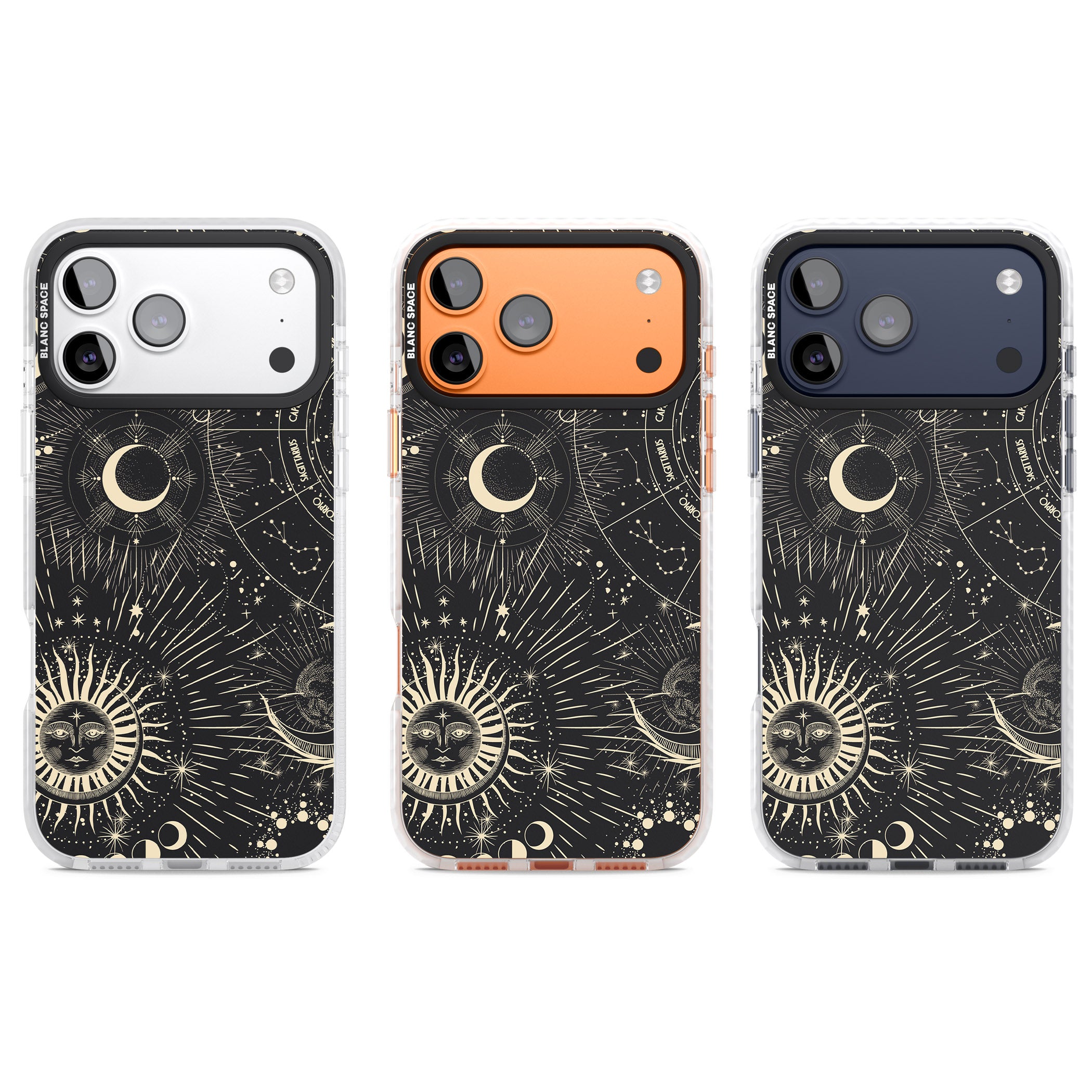 Cosmic Sun & Symbols Zodiac iPhone 17 Pro Impact Pro Clear Phone Case APT Impact Protection