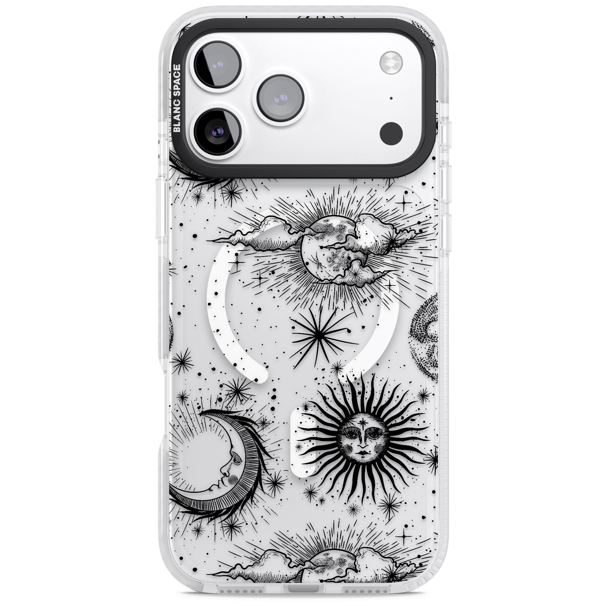 Suns, Moons & Clouds iPhone 17 Pro Impact Pro Clear Phone Case