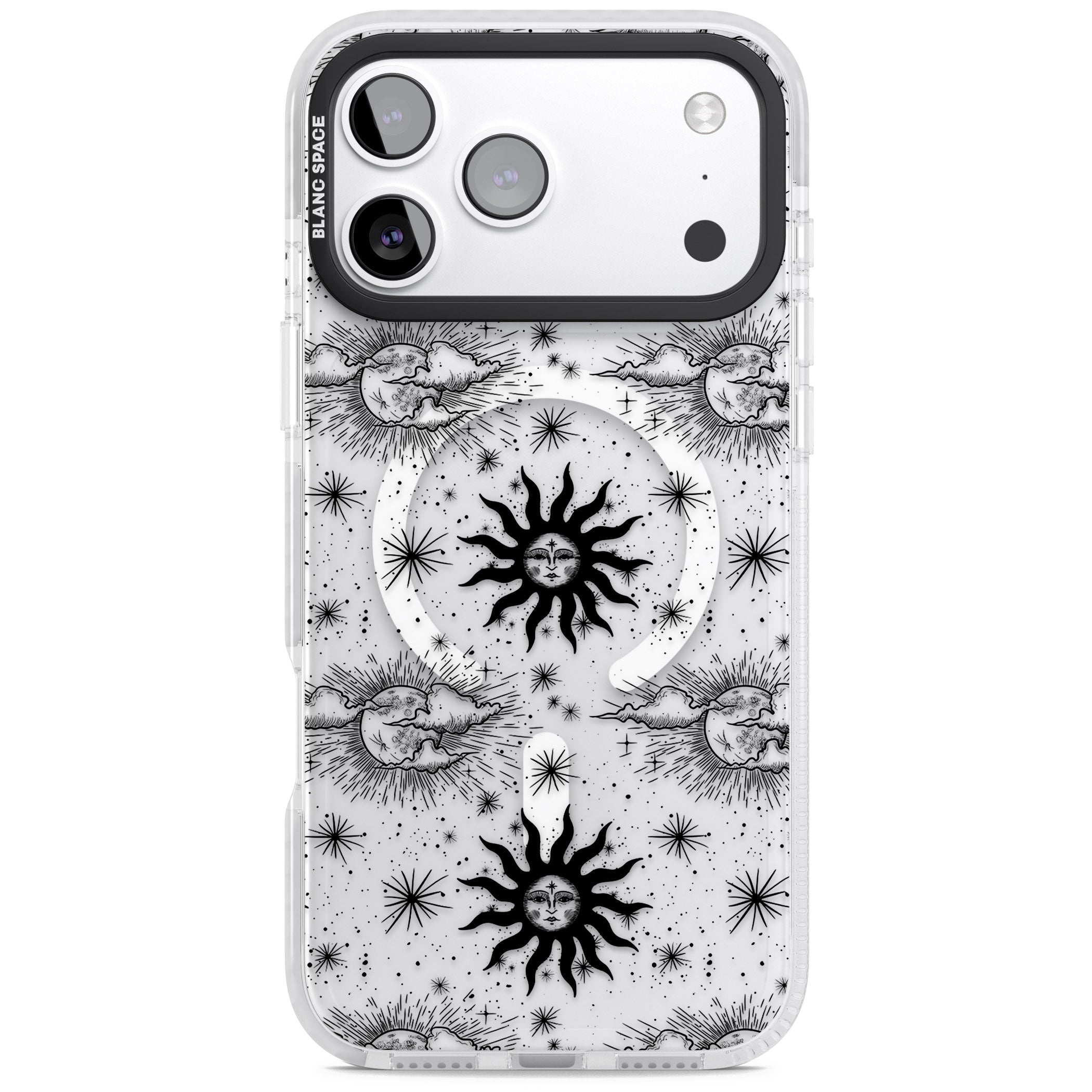 Vintage Sun & Moon iPhone 17 Pro Impact Pro Clear Phone Case