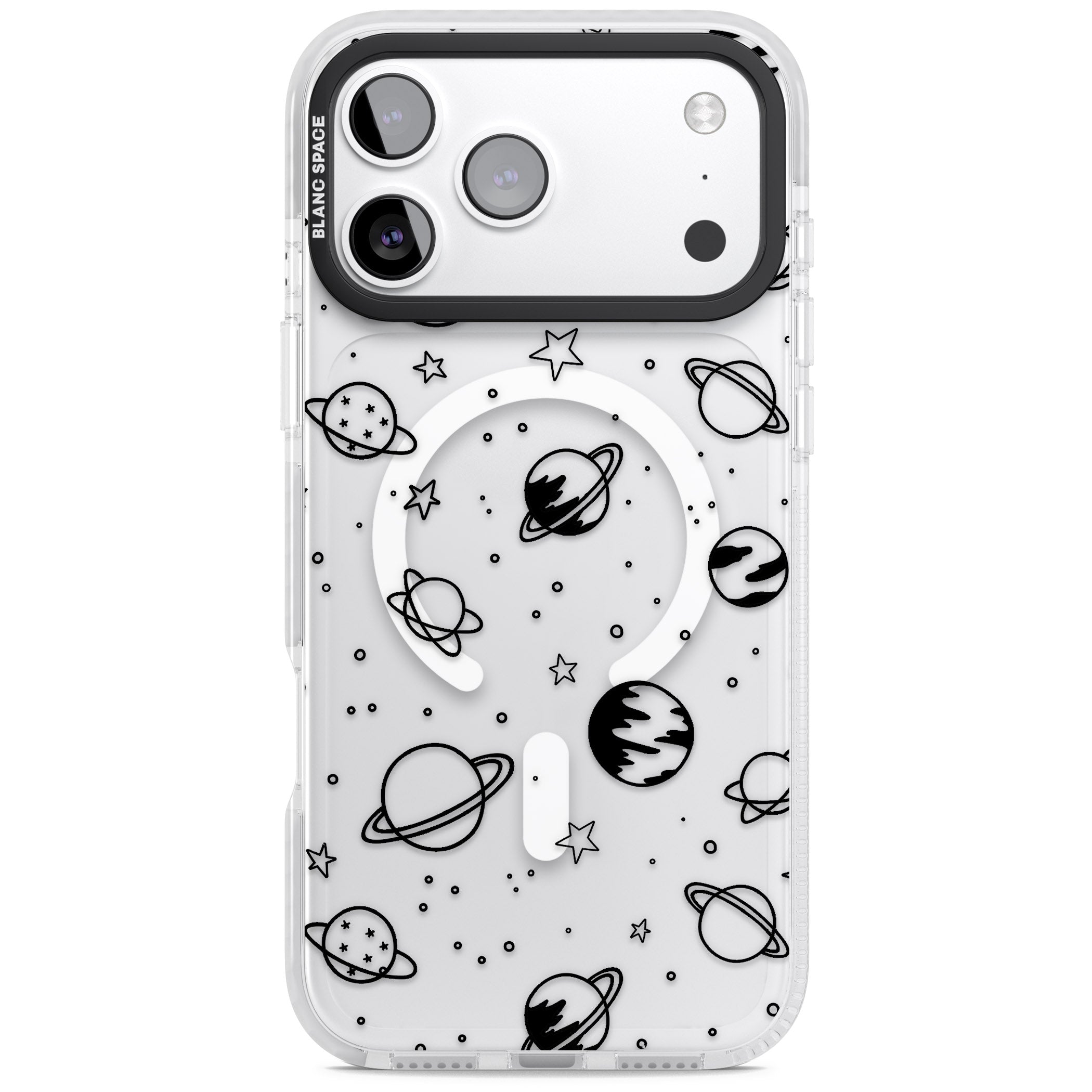 Cosmic Sketch Black Clear iPhone 17 Pro Impact Pro Clear Phone Case
